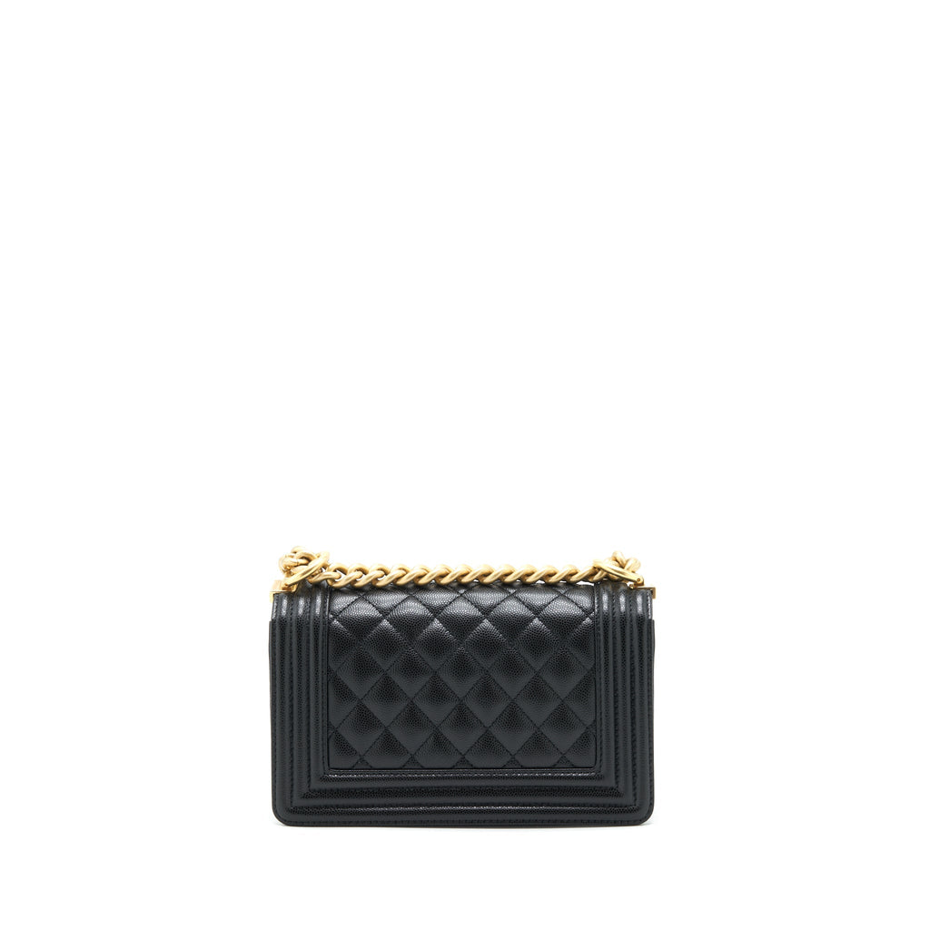CHANEL SMALL BOY BAG CAVIAR BLACK GHW (MICROCHIP)