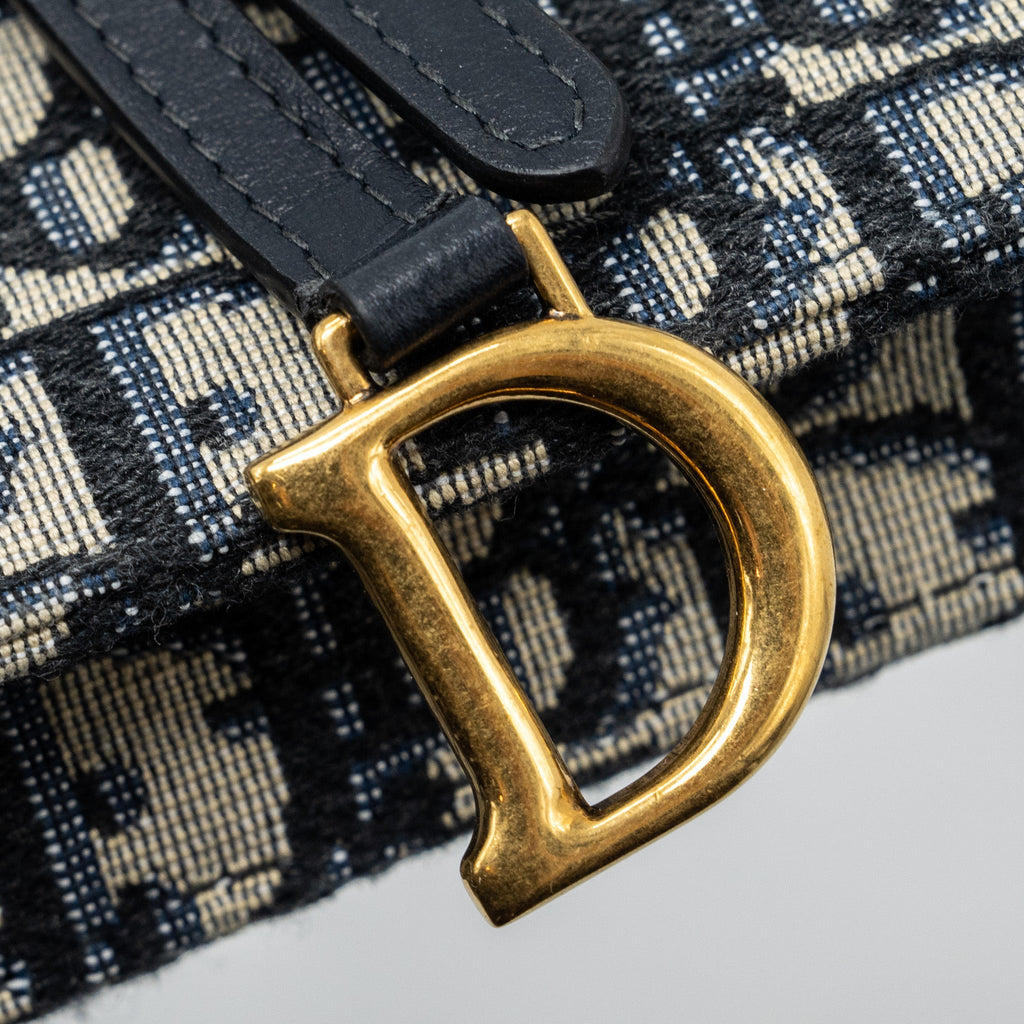 DIOR SADDLE BELT POUCH DIOR OBLIQUE JACQUARD BLUE GHW