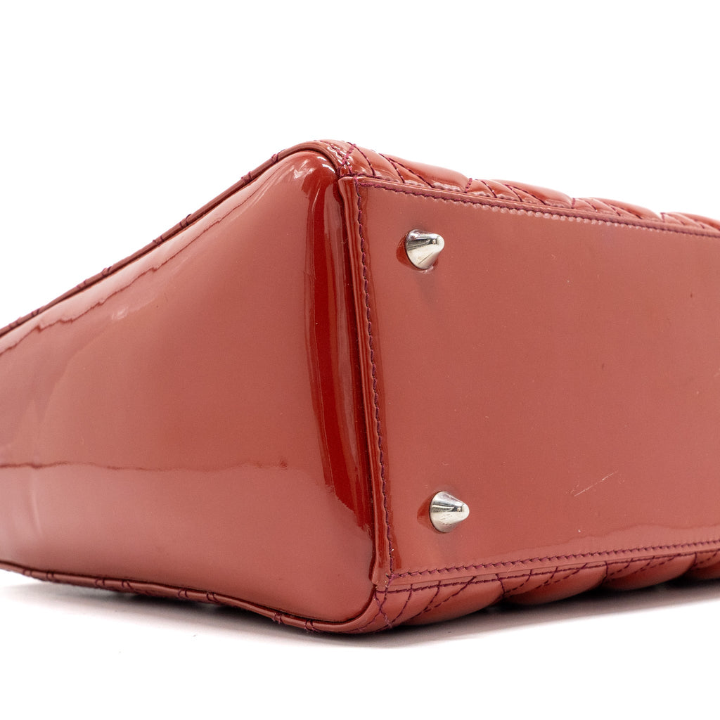 DIOR MEDIUM LADY DIOR PATENT DARK PINK SHW