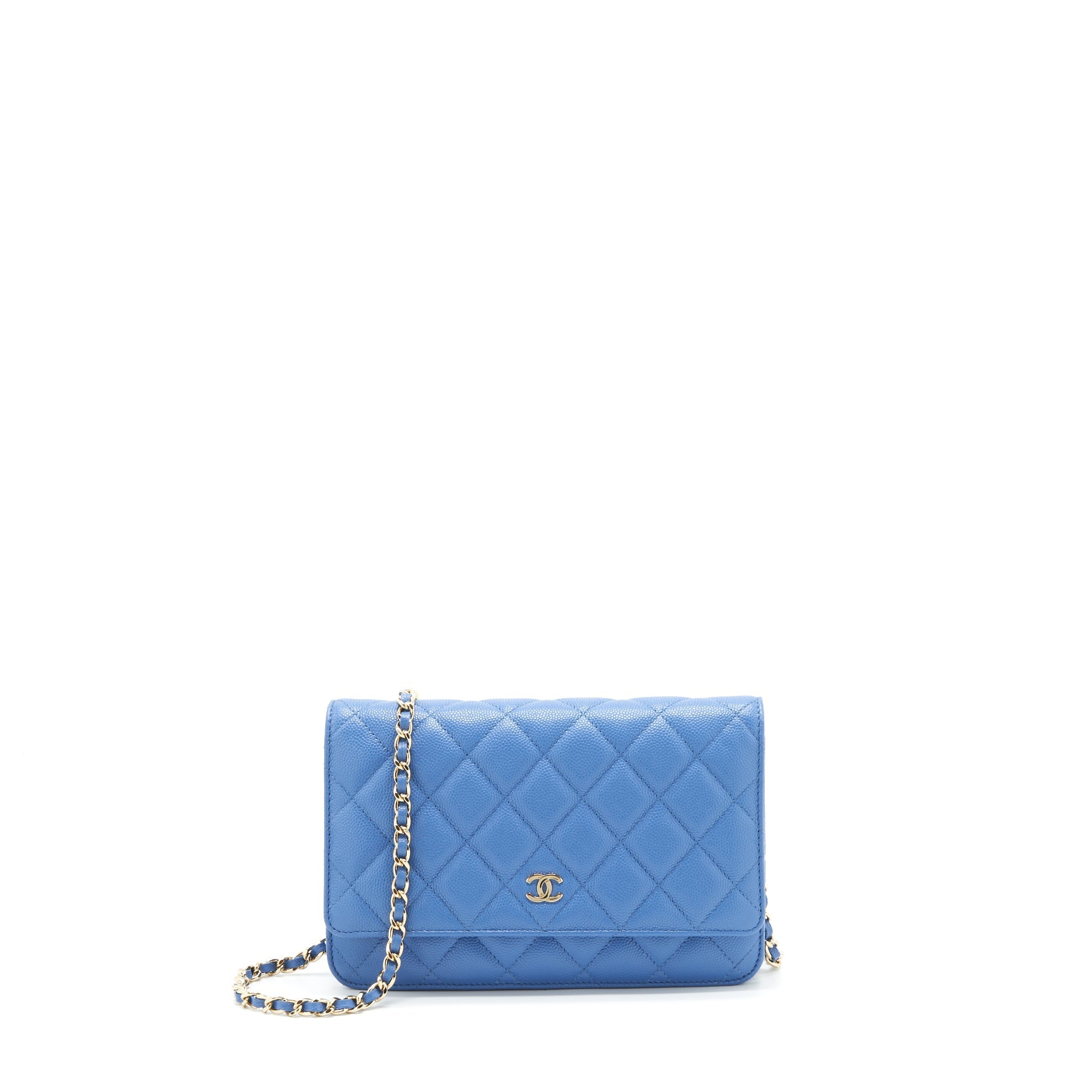 CHANEL CLASSIC WALLET ON CHAIN CAVIAR LIGHT BLUE LGHW