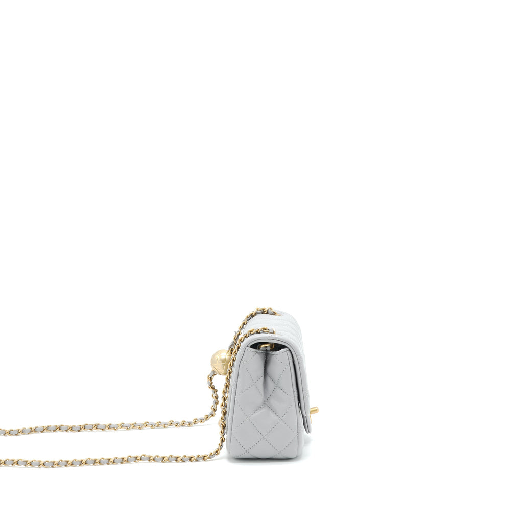 CHANEL 21B PEARL CRUSH MINI SQUARE FLAP BAG GREY GHW