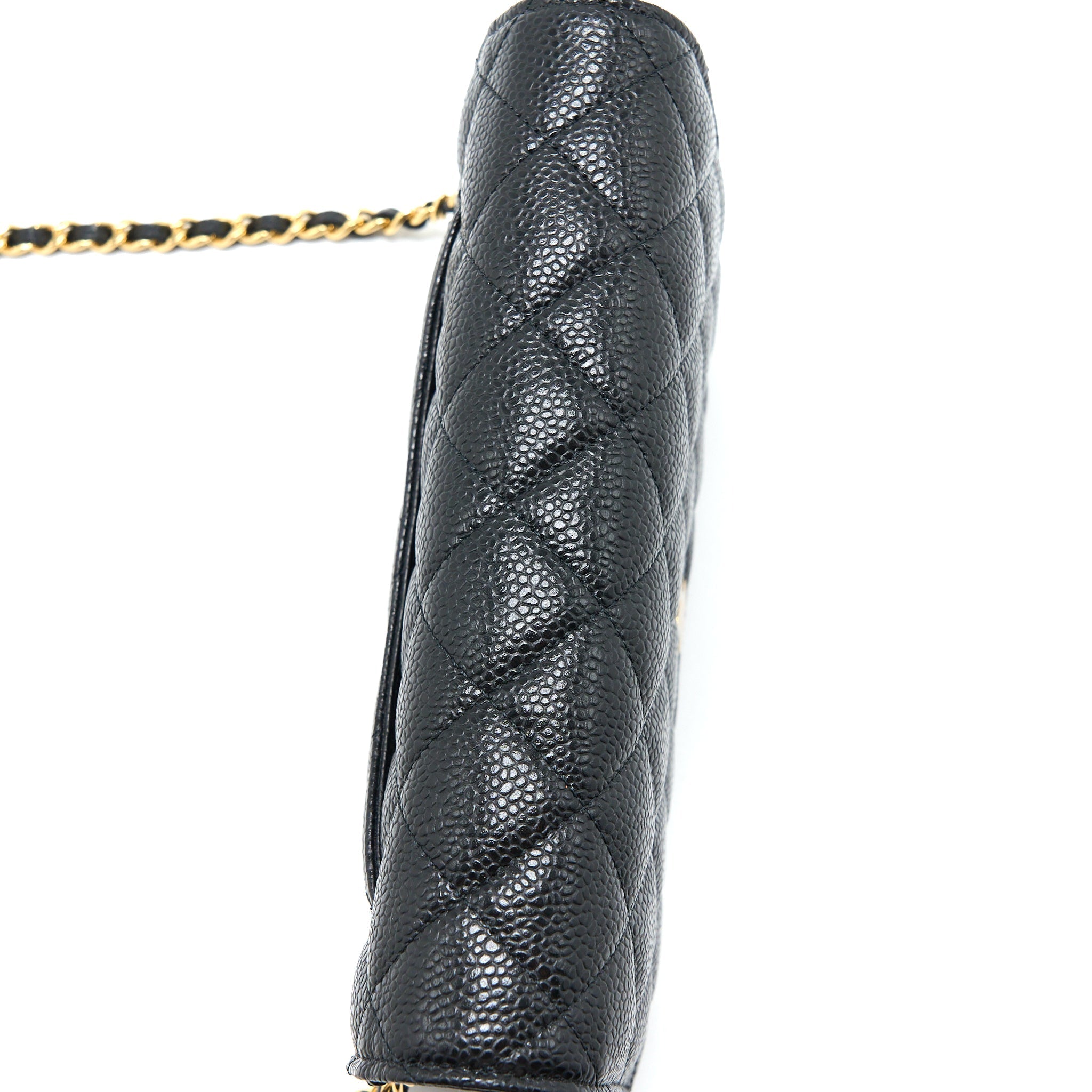 CHANEL CLASSIC WALLET ON CHAIN CAVIAR BLACK GHW (MICROCHIP)