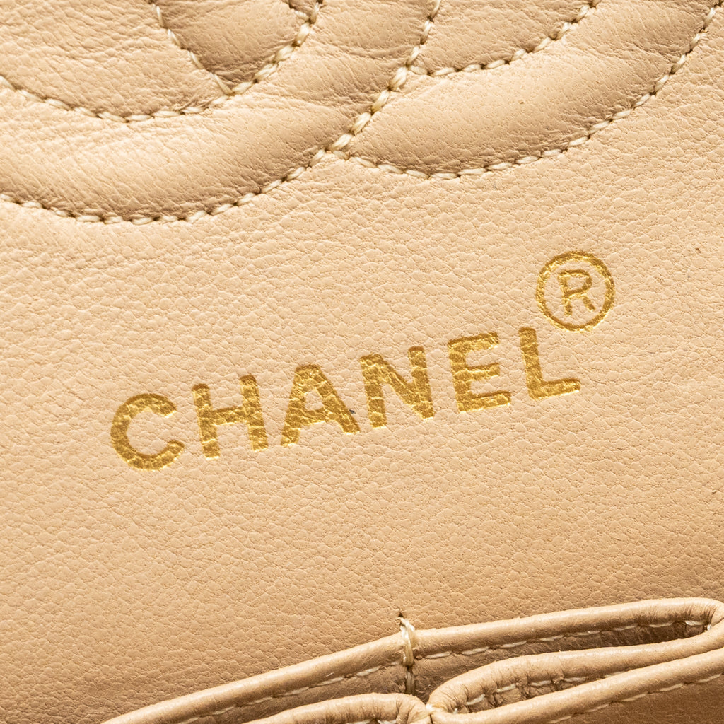 CHANEL VINTAGE SMALL CLASSIC FLAP BAG LAMBSKIN BEIGE GHW