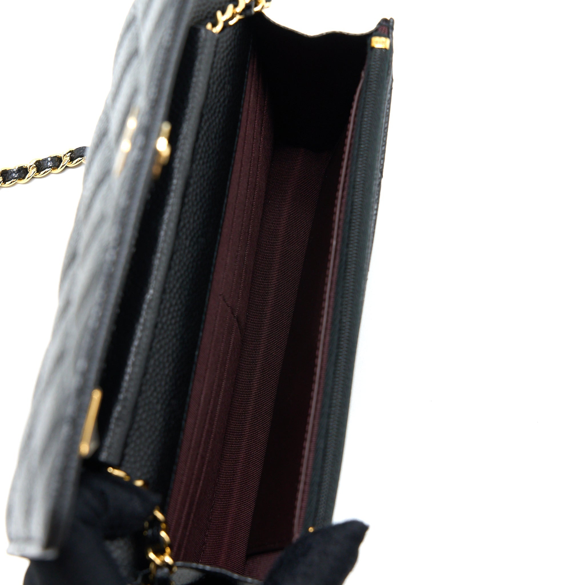 CHANEL CLASSIC WALLET ON CHAIN CAVIAR BLACK GHW (MICROCHIP)