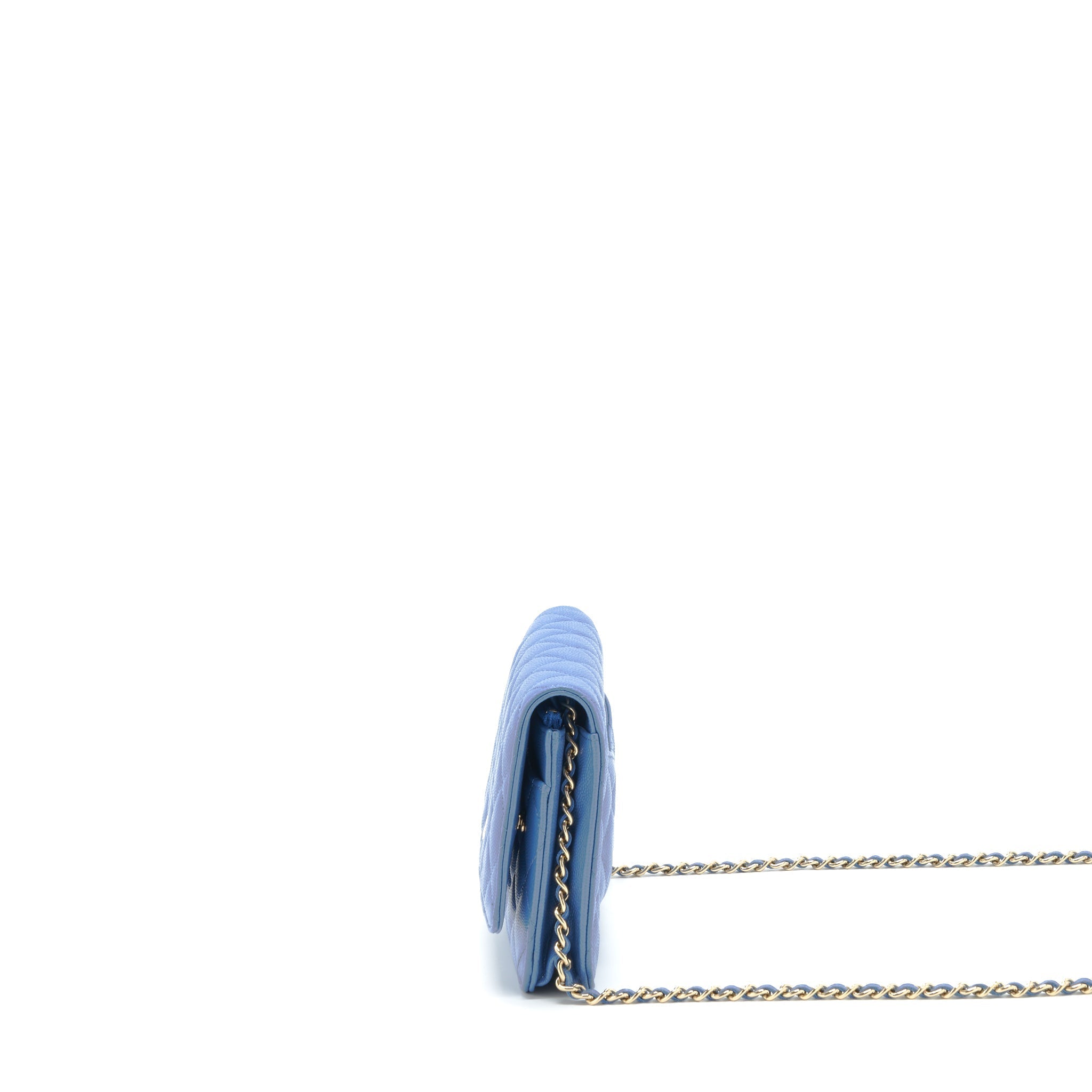 CHANEL CLASSIC WALLET ON CHAIN CAVIAR LIGHT BLUE LGHW