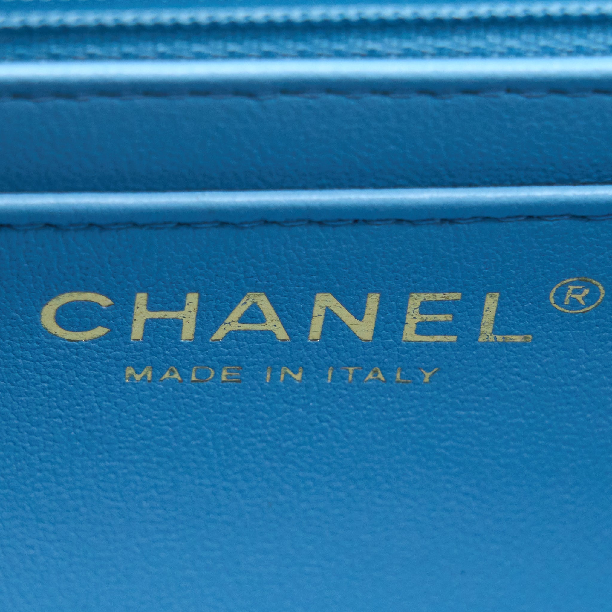 CHANEL MINI RECTANGULAR FLAP BAG LAMBSKIN BLUE LGHW (MICROCHIP)
