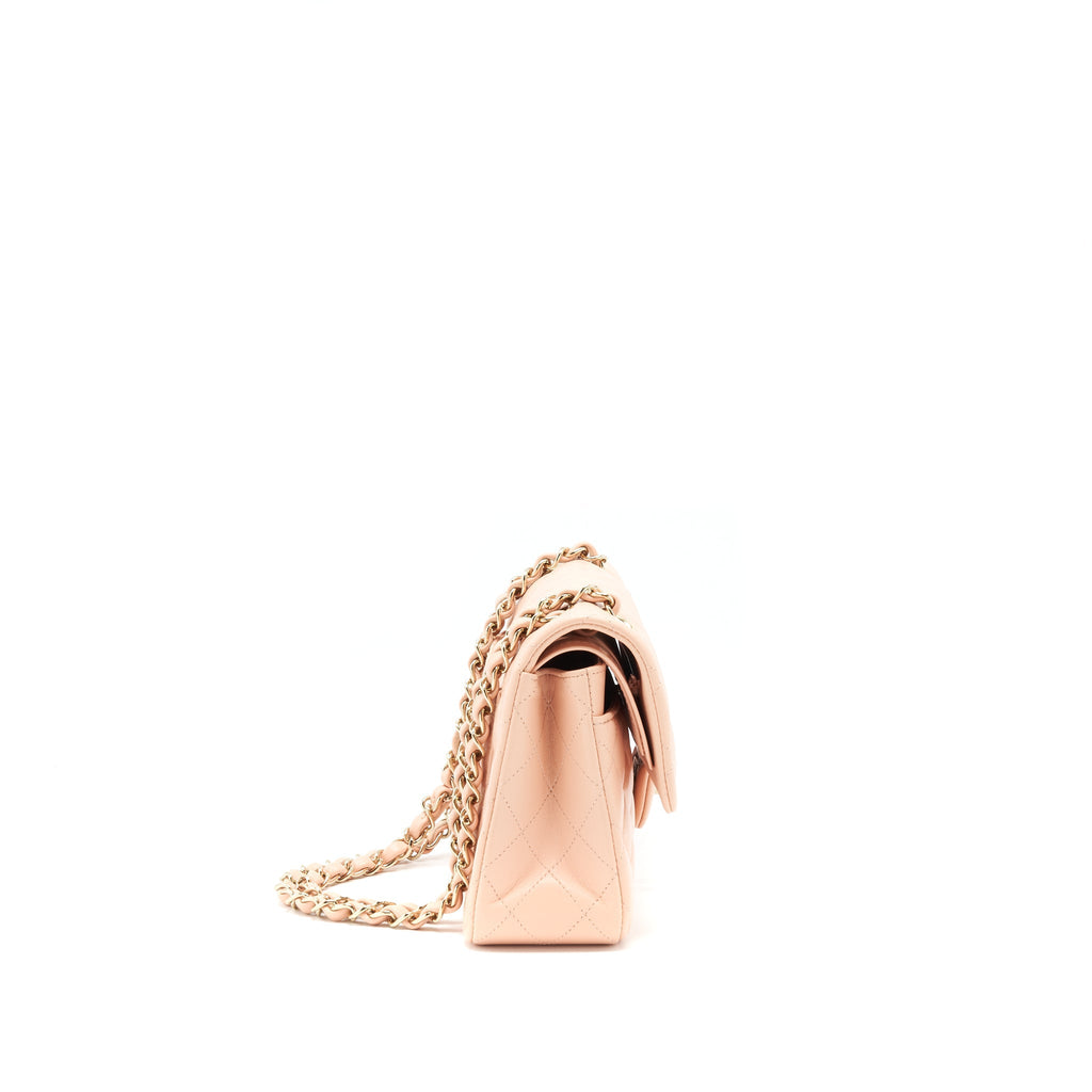 CHANEL SMALL CLASSIC DOUBLE FLAP BAG LAMBSKIN PINK LGHW