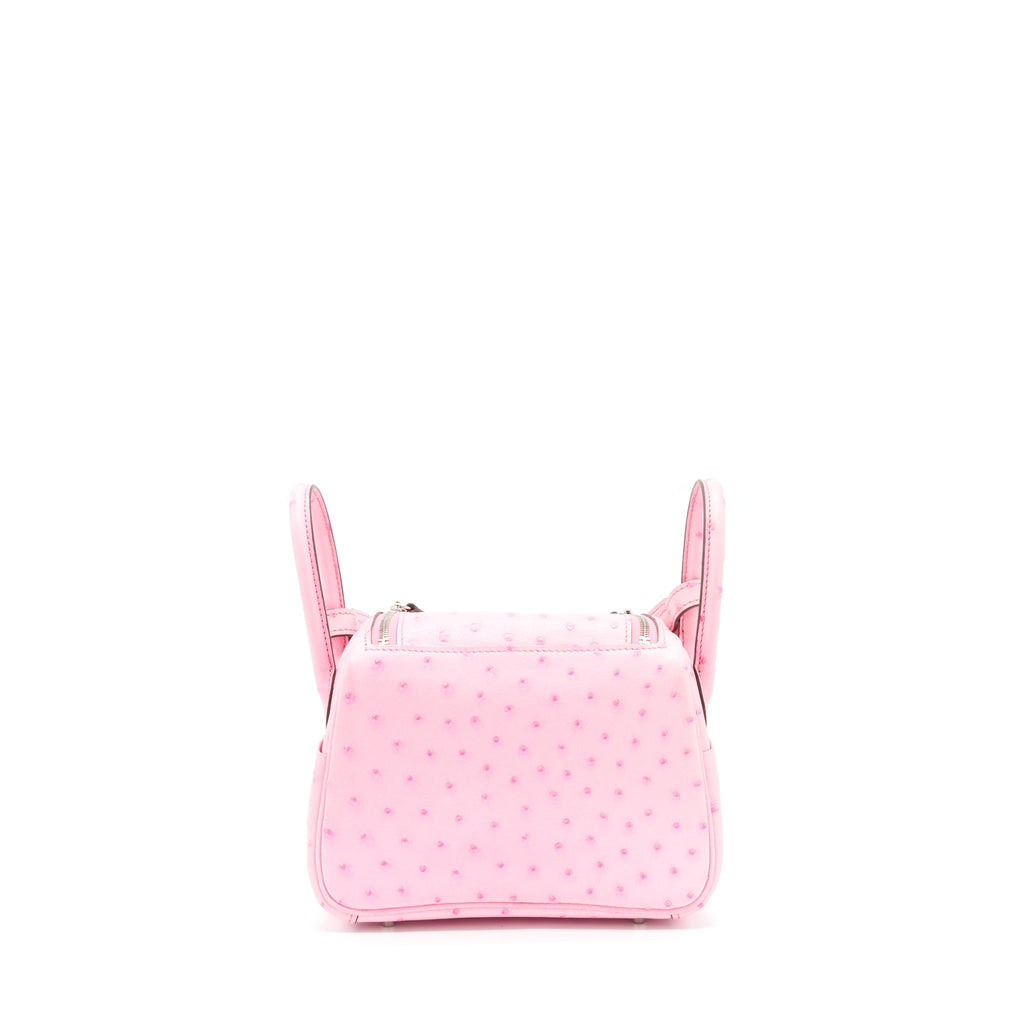 HERMES MINI LINDY OSTRICH L4 ROSE BUBBLEGUM SHW