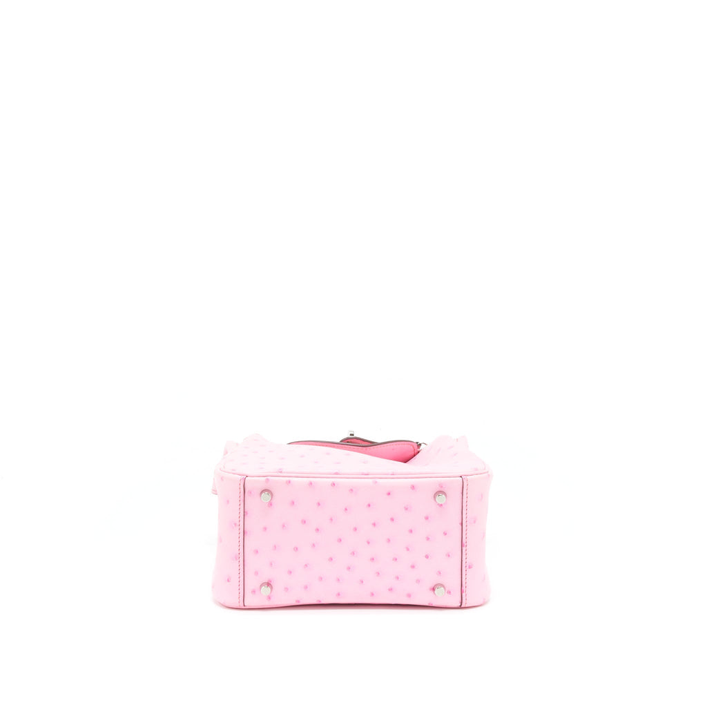 HERMES MINI LINDY OSTRICH L4 ROSE BUBBLEGUM SHW