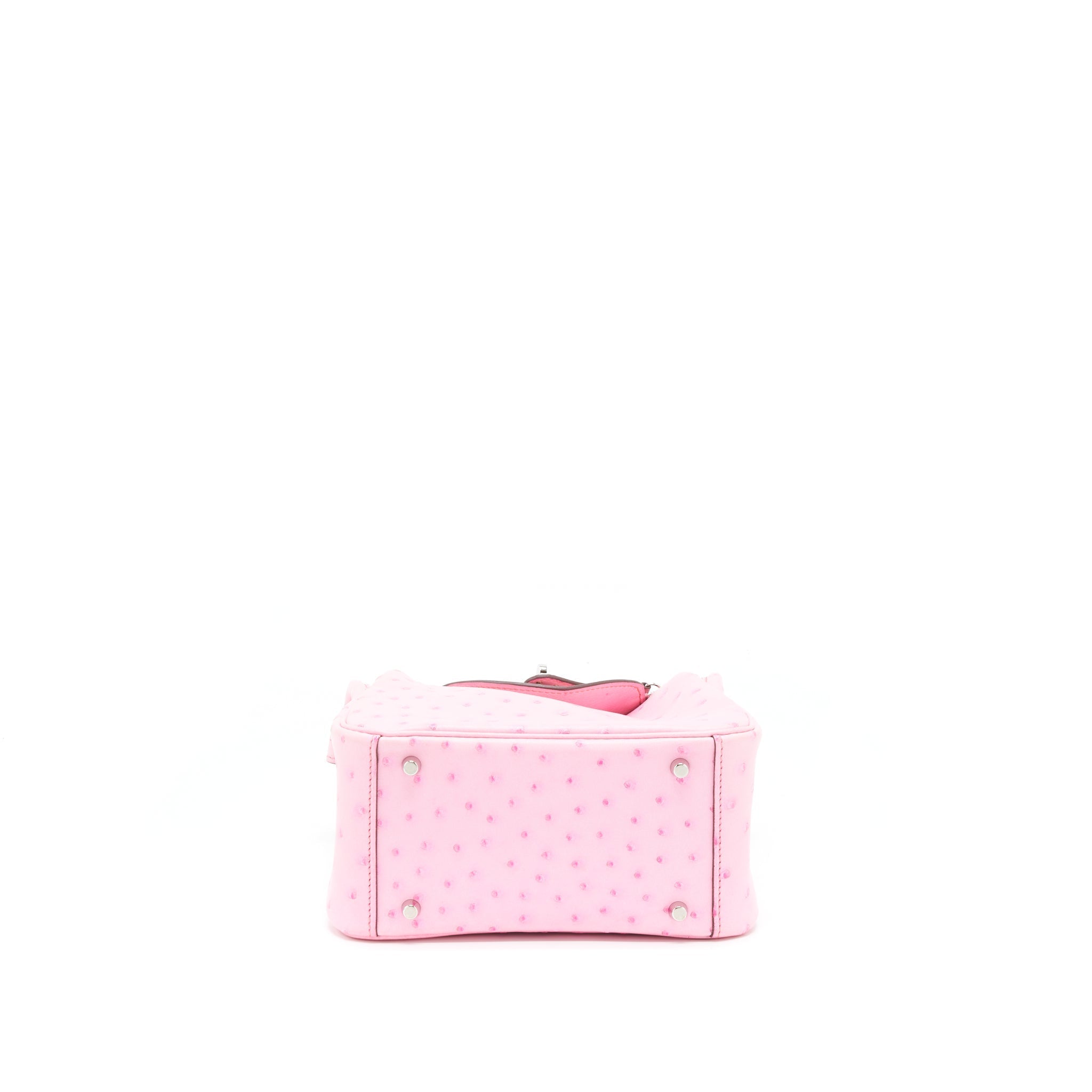 HERMES MINI LINDY OSTRICH L4 ROSE BUBBLEGUM SHW