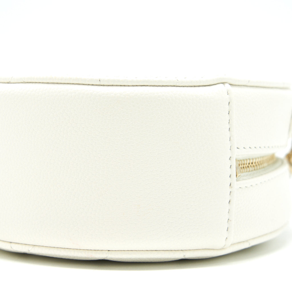 CHANEL ROUND MINI BAG CAVIAR WHITE LGHW