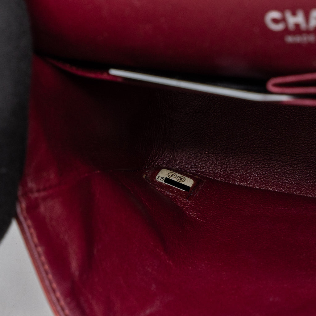 CHANEL MEDIUM CLASSIC DOUBLE FLAP BAG PATENT RED SHW