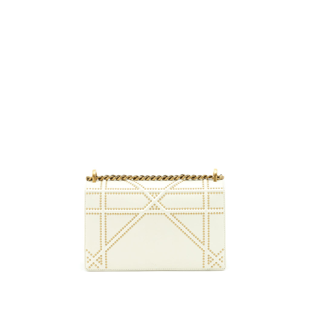 DIOR MEDIUM STUDDED DIORAMA WHITE GHW