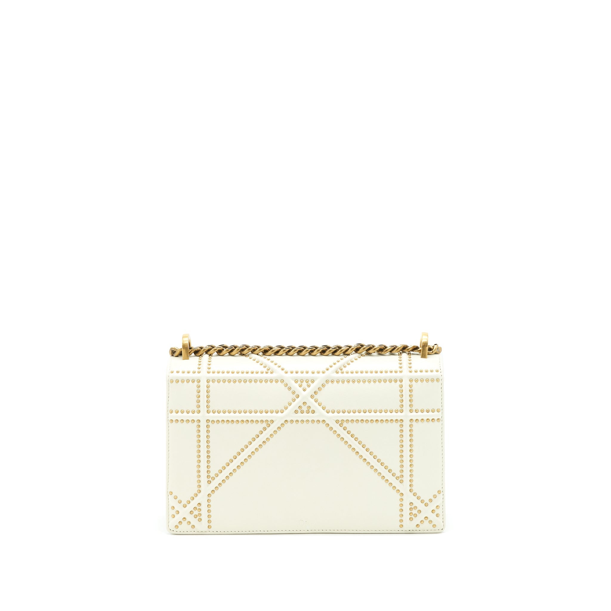 DIOR MEDIUM STUDDED DIORAMA WHITE GHW