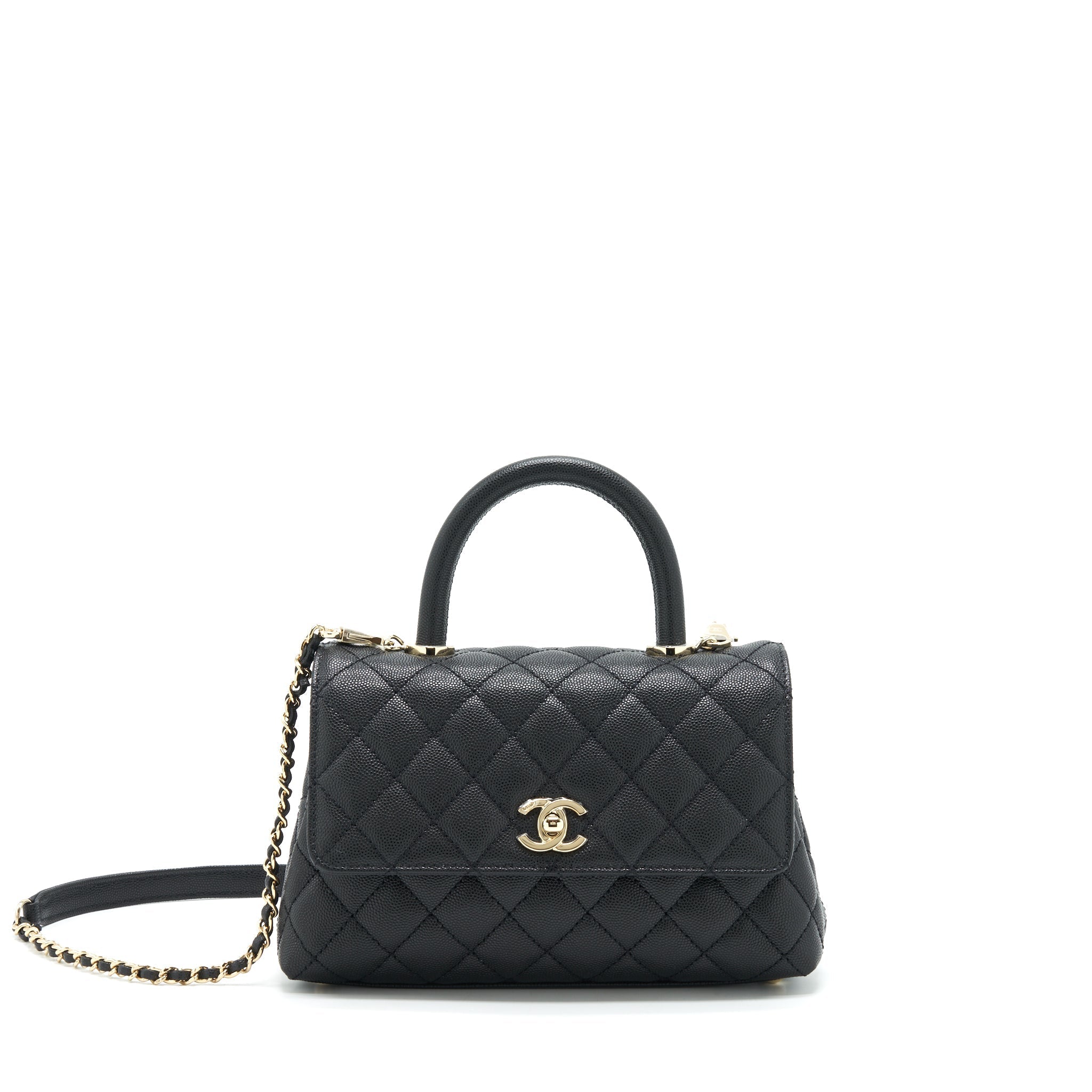 CHANEL 22P SMALL COCO HANDLE CAVIAR BLACK LGHW (MICROCHIP)