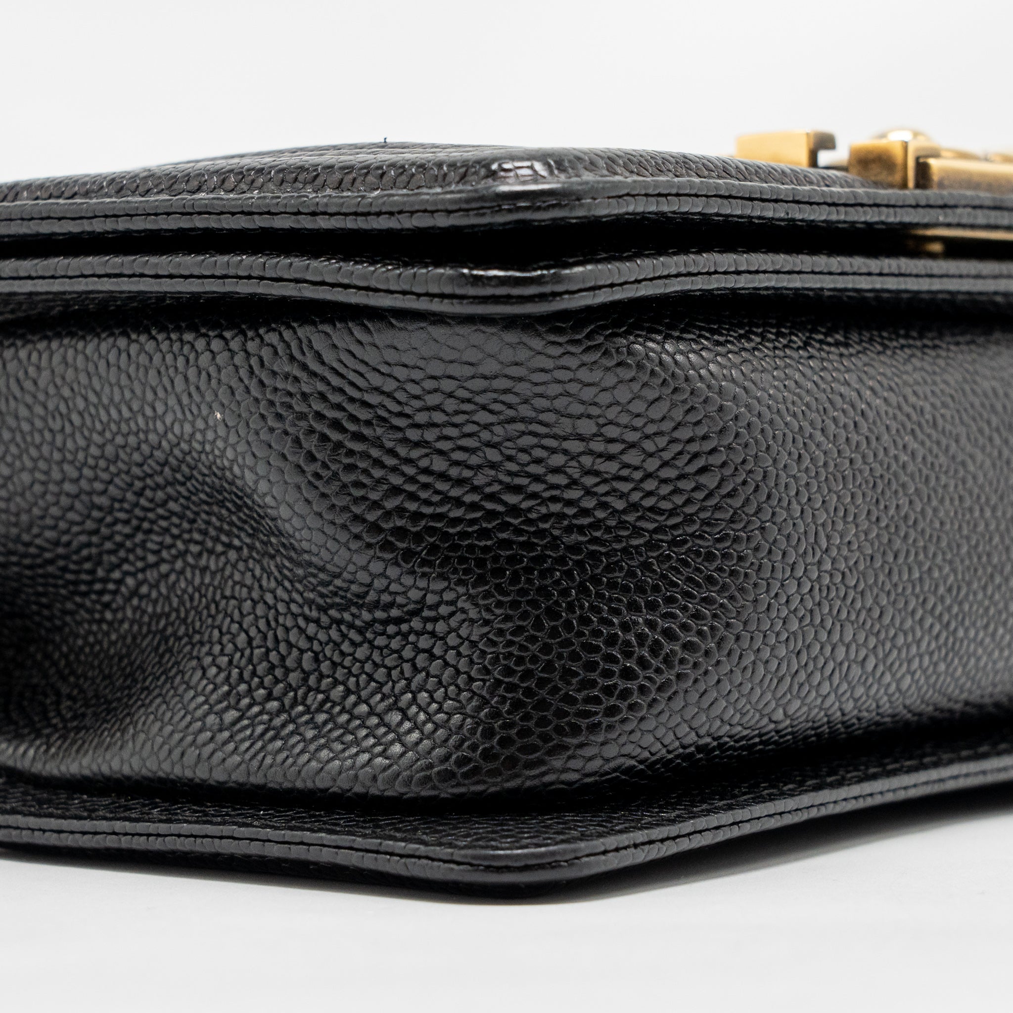 CHANEL SMALL BOY BAG GRAINED CALFSKIN BLACK GHW
