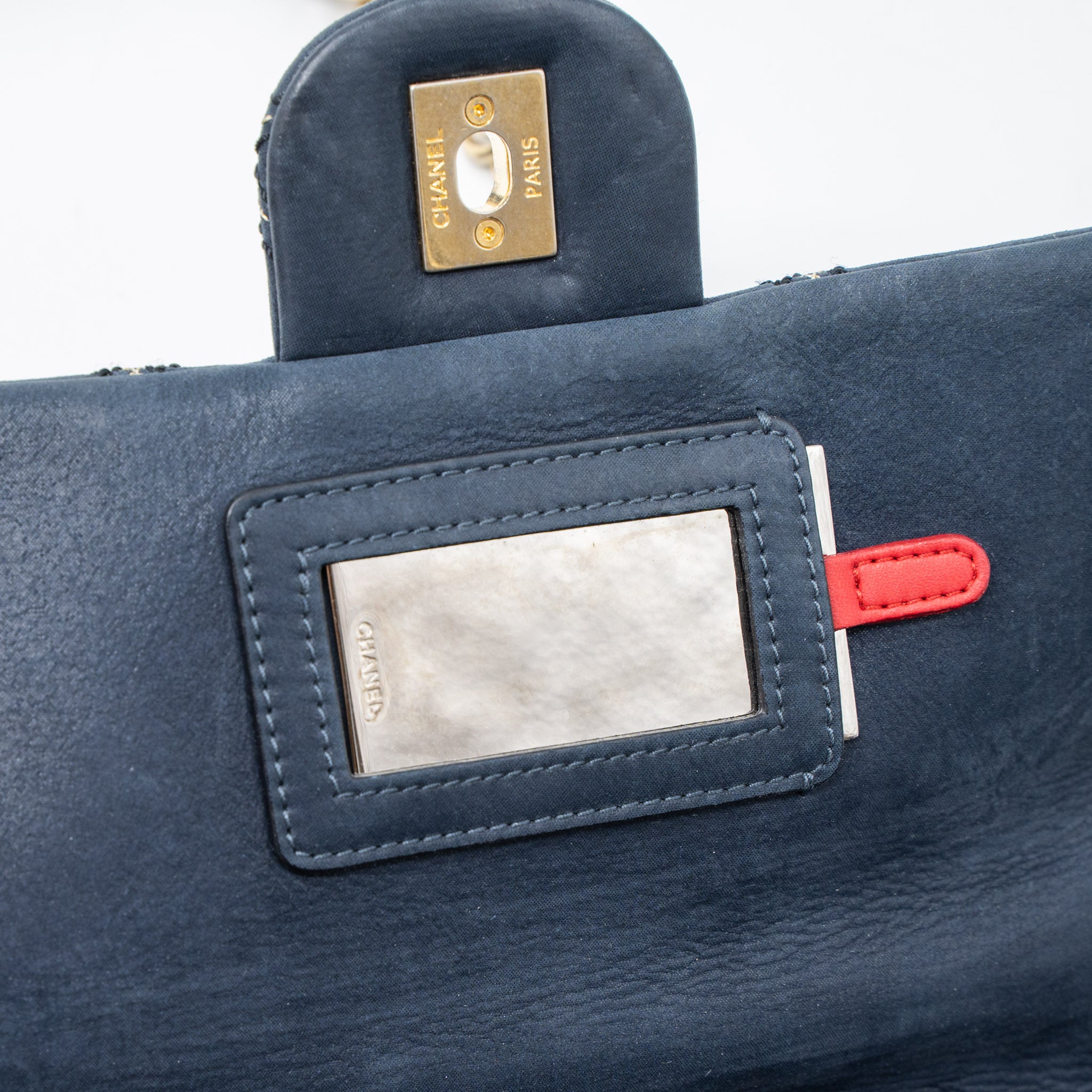 CHANEL QUILTED FLAP BAG CALFSKIN IRIDESCENT DARK BLUE BRUSHED GHW