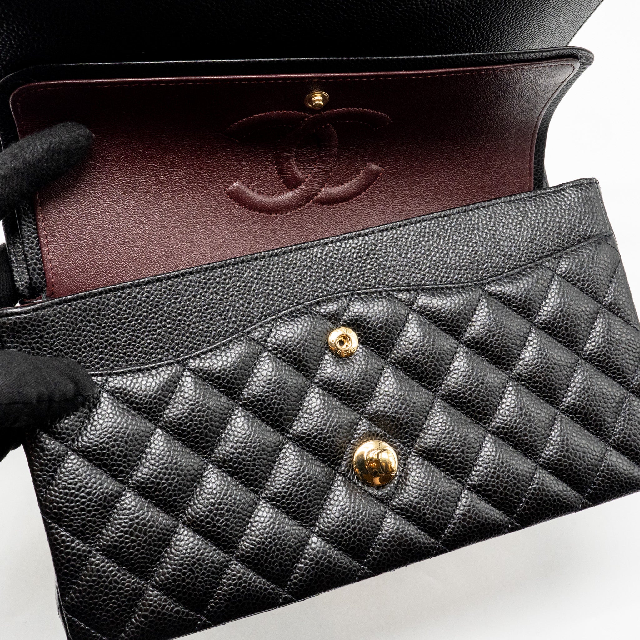CHANEL MEDIUM CLASSIC DOUBLE FLAP BAG CAVIAR BLACK LGHW