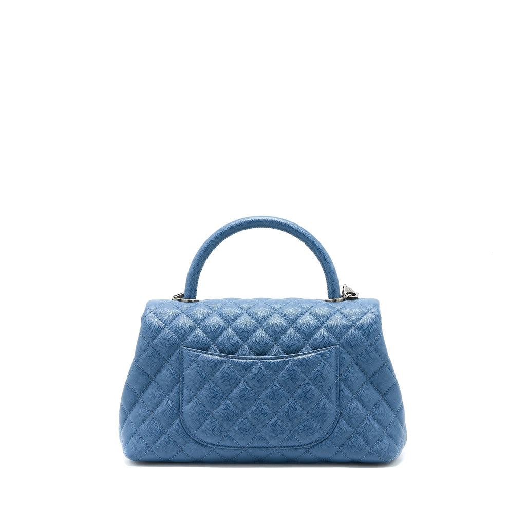 CHANEL MEDIUM COCO HANDLE CAVIAR BLUE RUTHENIUM SHW