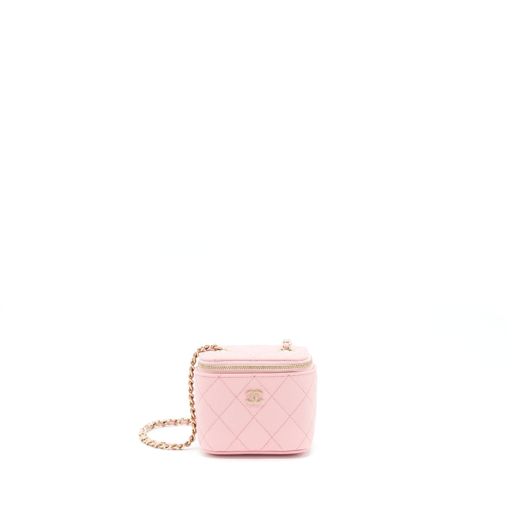 CHANEL 22C MINI VANITY WITH CHAIN CAVIAR PINK LGHW