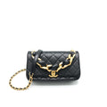 CHANEL SHINY LAMBSKIN FLAP BAG BLACK GHW