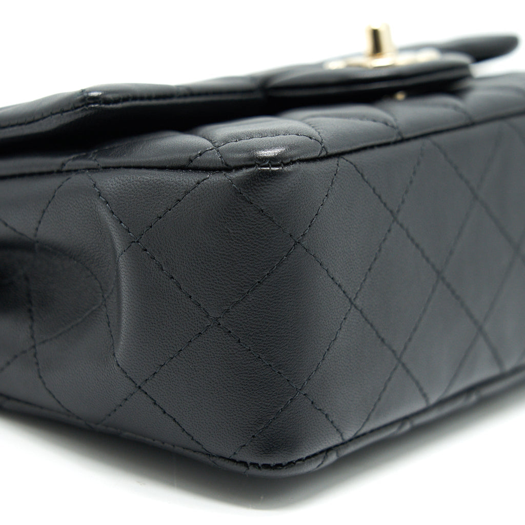 CHANEL MINI RECTANGULAR FLAP BAG BLACK LGHW SERIAL 30