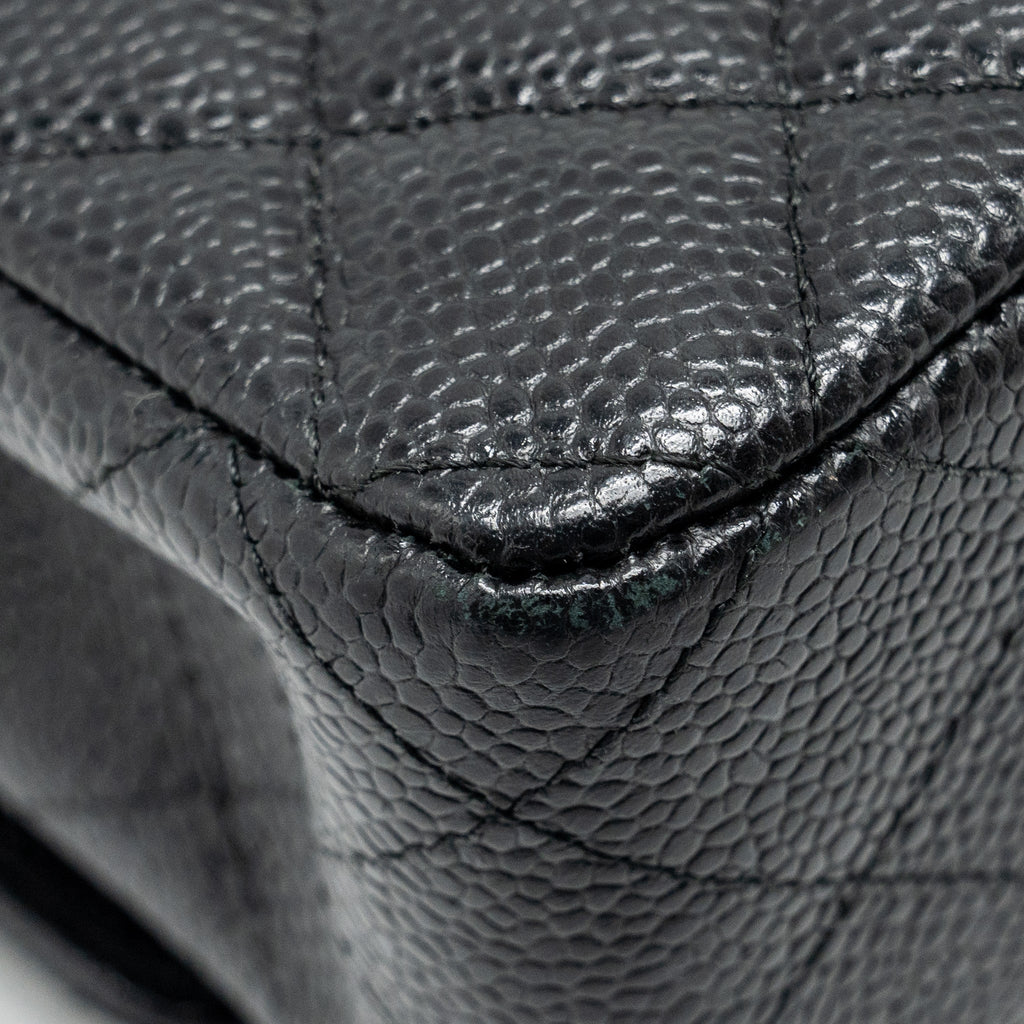 CHANEL MEDIUM CLASSIC DOUBLE  FLAP BAG CAVIAR BLACK GHW