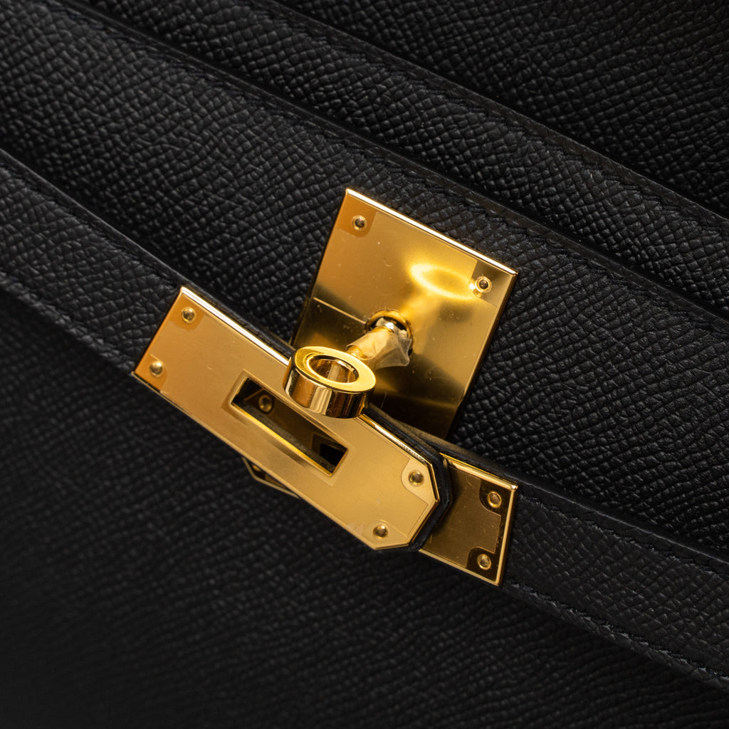 HERMES POCHETTE KELLY DEPECHES 25 EPSOM BLACK GHW