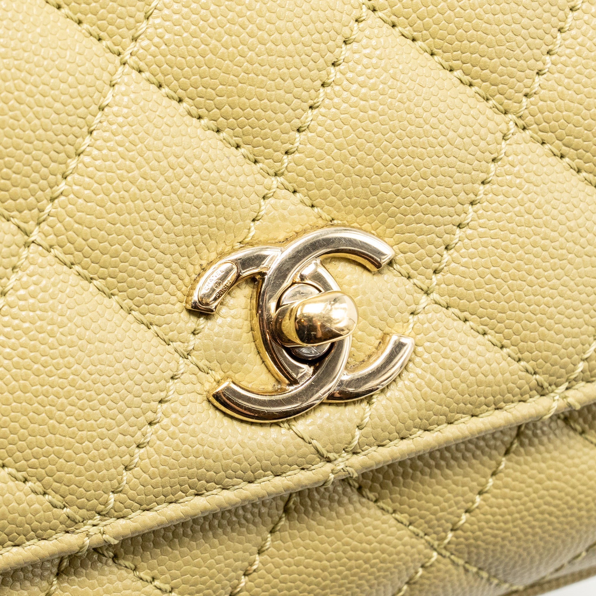 CHANEL MINI COCO HANDLE CAVIAR LIGHT GREEN LGHW (MICROCHIP)