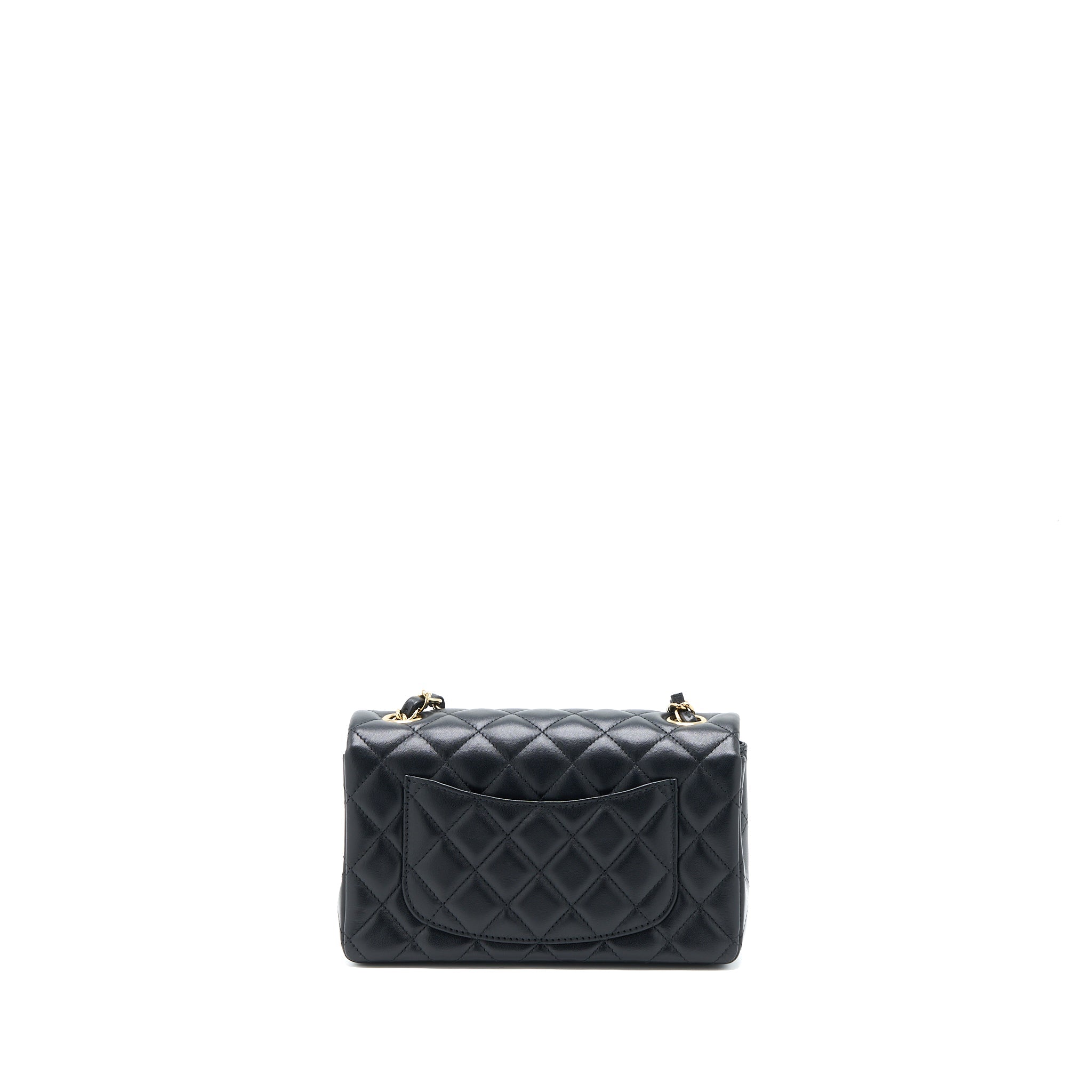 CHANEL CLASSIC MINI RECTANGULAR FLAP BAG LAMBSKIN BLACK LGHW (MICROCHIP)
