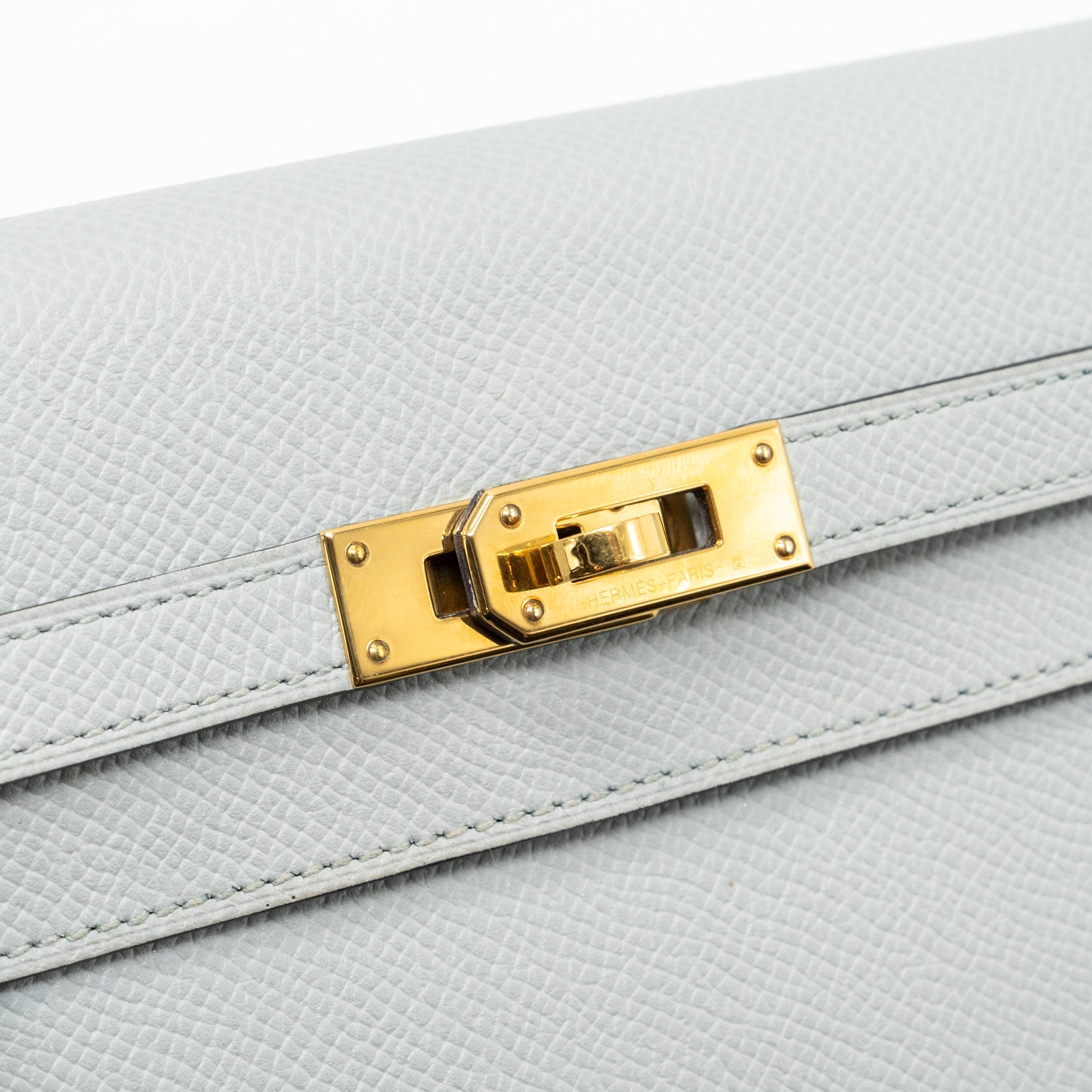HERMES KELLY CLASSIC LONG WALLET EPSOM 8U BLEU GLACIER GHW