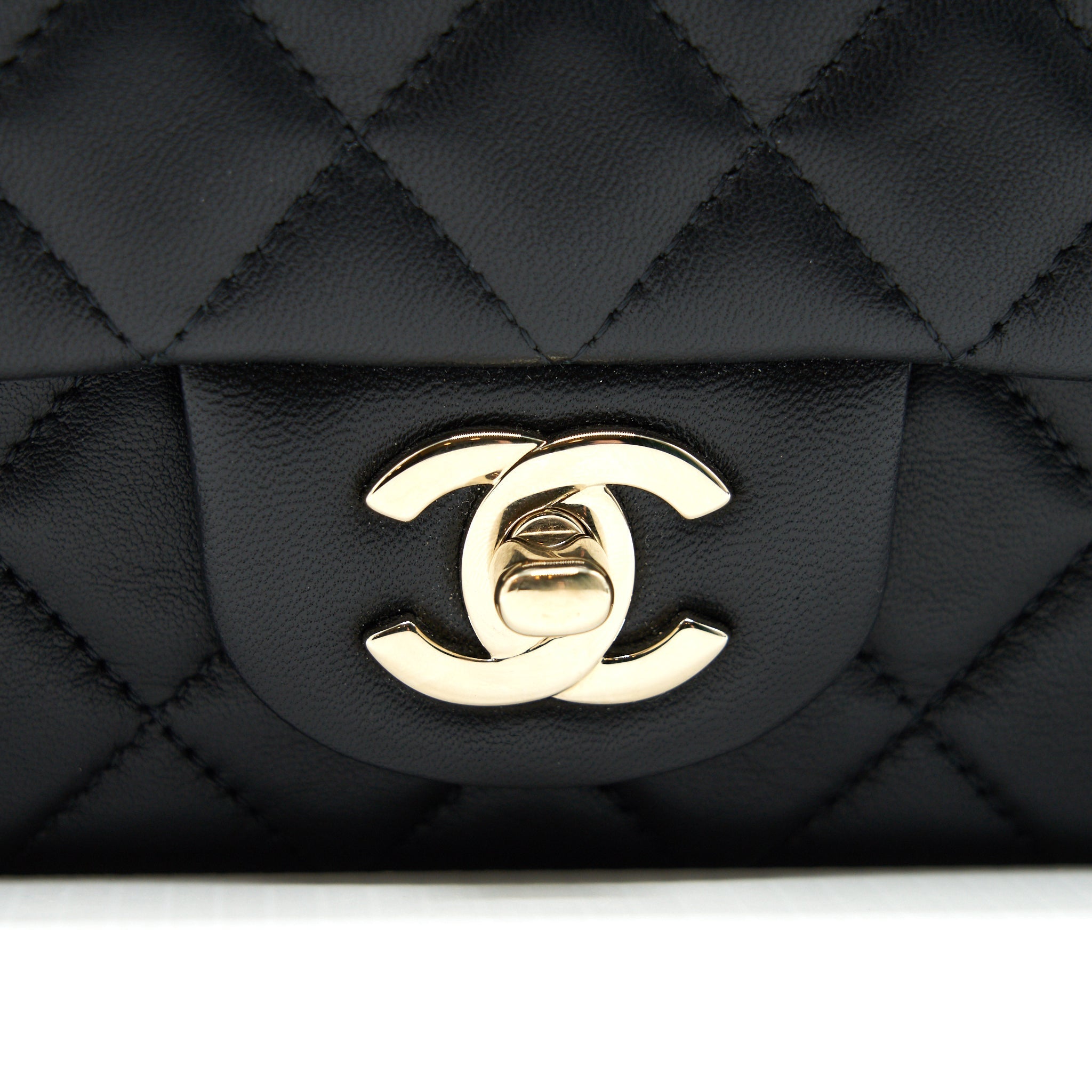 CHANEL MINI RECTANGULAR FLAP BAG BLACK LGHW SERIAL 30