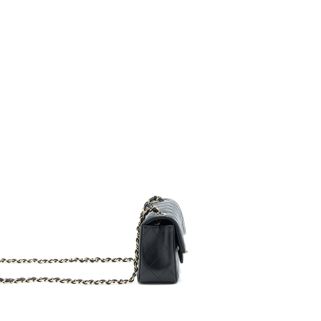 CHANEL CLASSIC MINI RECTANGULAR FLAP BAG LAMBSKIN BLACK LGHW (MICROCHIP)