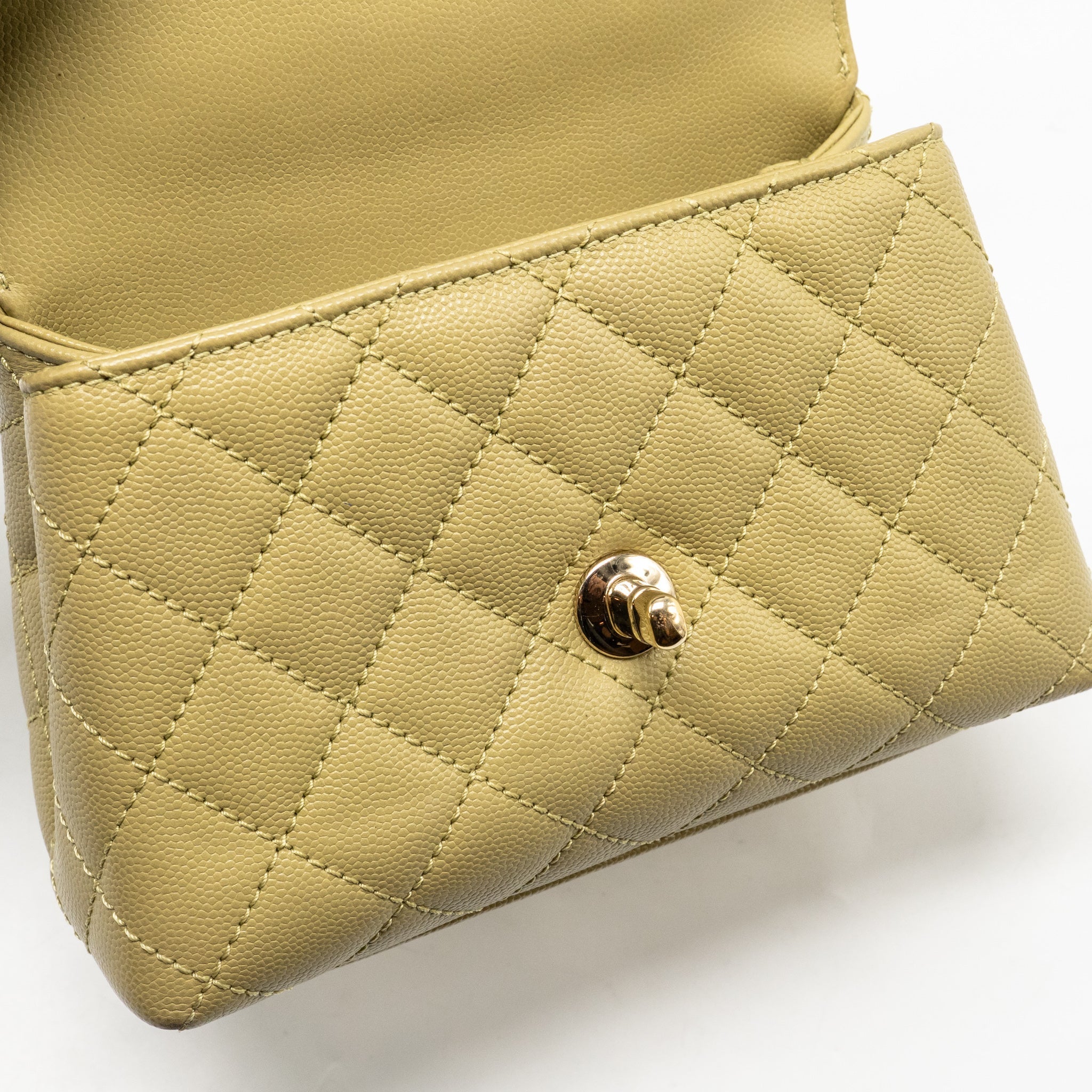 CHANEL MINI COCO HANDLE CAVIAR LIGHT GREEN LGHW (MICROCHIP)