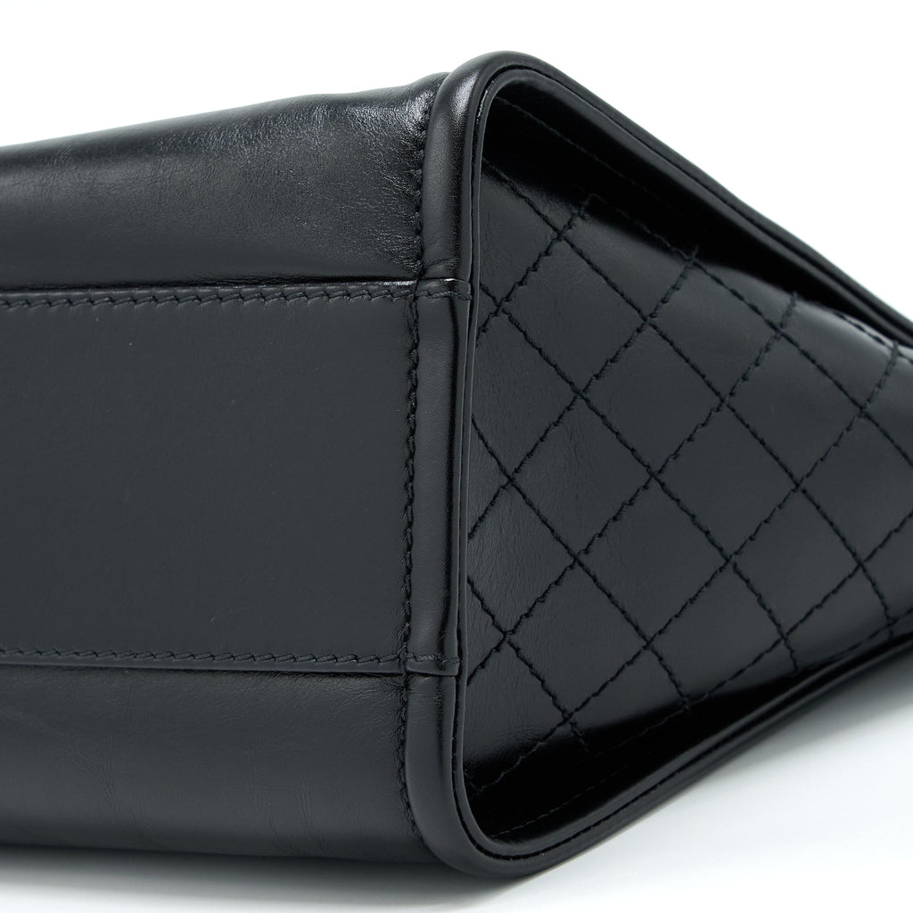 CHANEL DEAUVILLE TOTE BAG CALFSKIN BLACK WITH DETAIL LOGO GHW