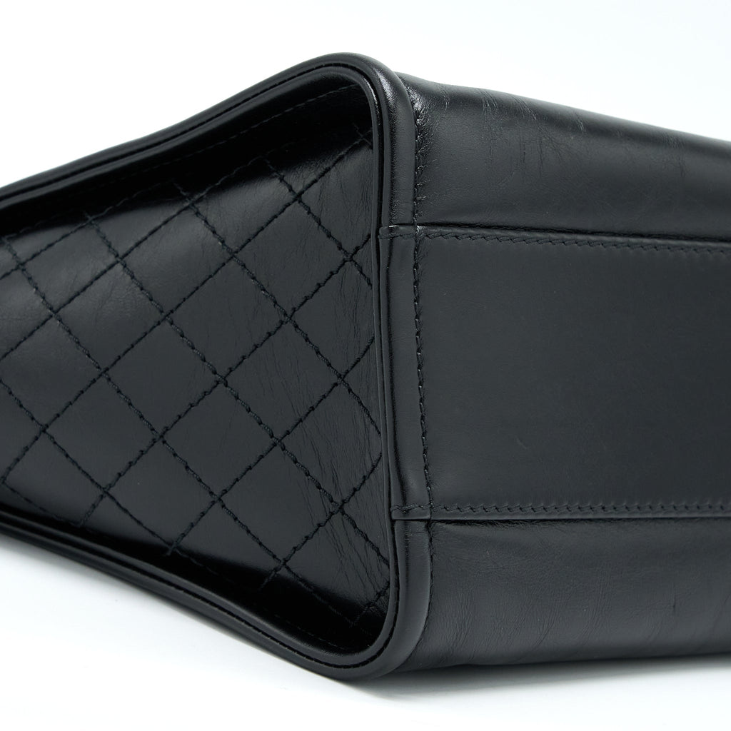 CHANEL DEAUVILLE TOTE BAG CALFSKIN BLACK WITH DETAIL LOGO GHW