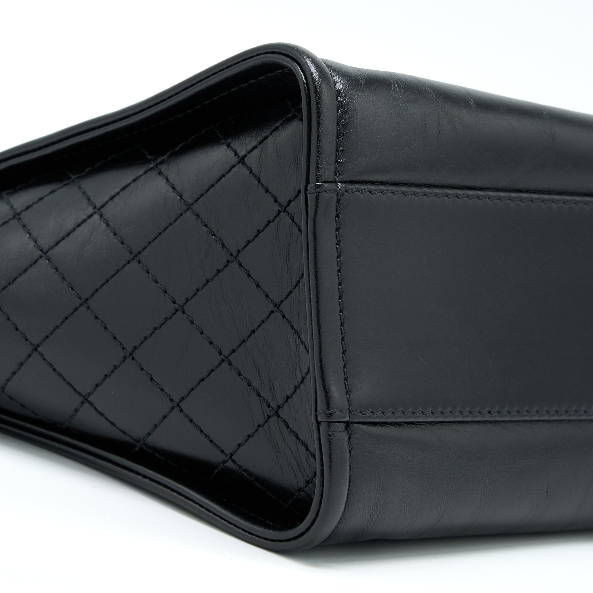 CHANEL DEAUVILLE TOTE BAG CALFSKIN BLACK WITH DETAIL LOGO GHW