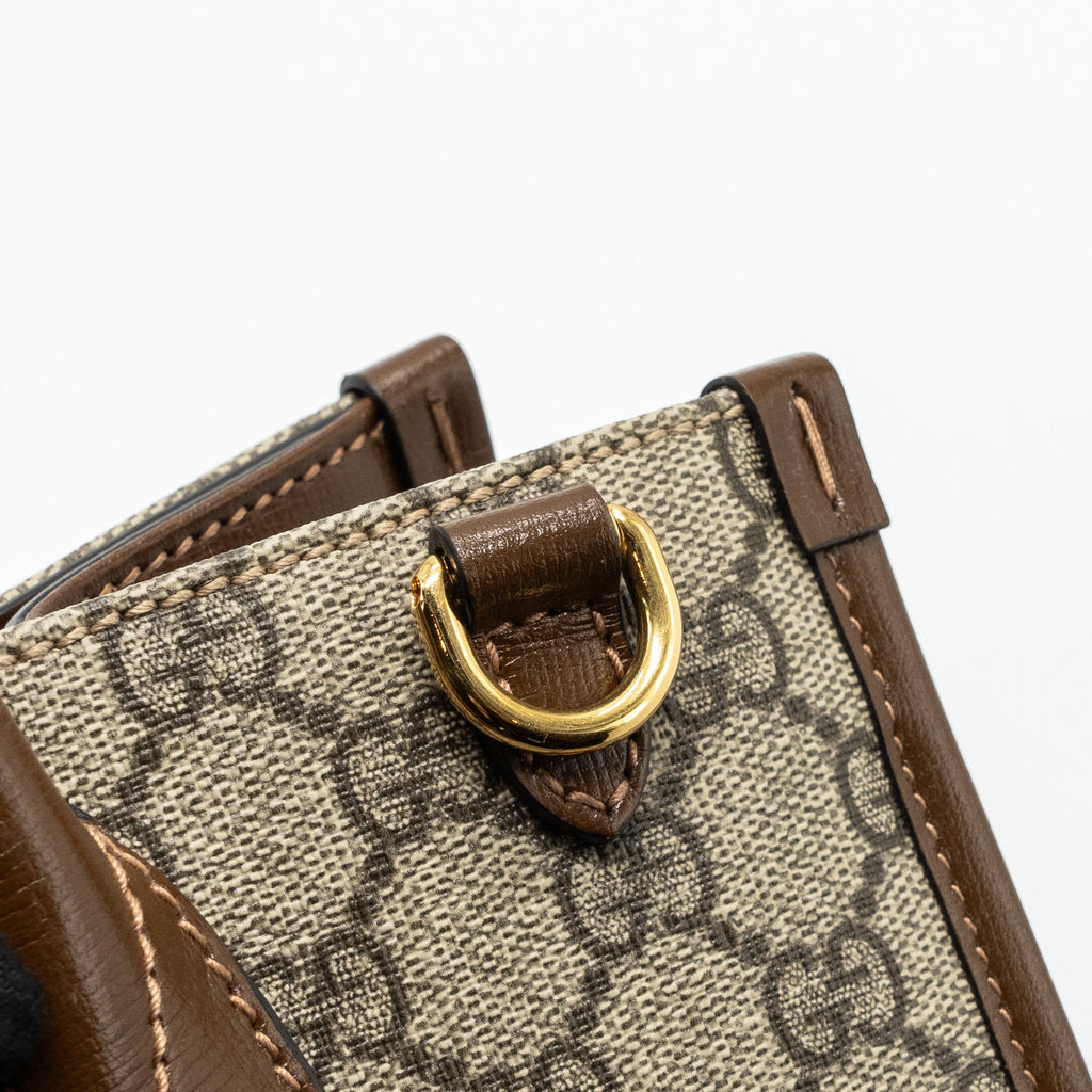 GUCCI GG SMALL TOTE BAG GG SUPREME CANVAS / BROWN GHW