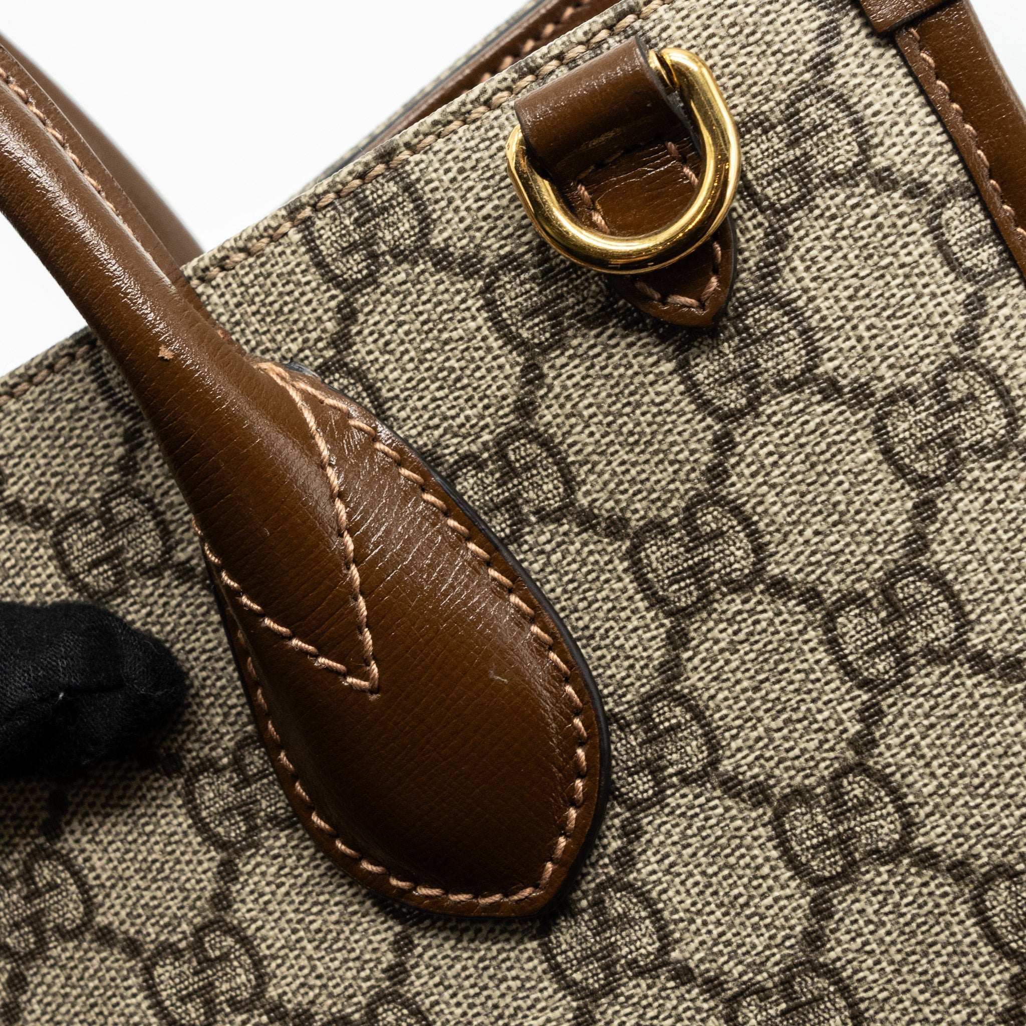 GUCCI GG SMALL TOTE BAG GG SUPREME CANVAS / BROWN GHW