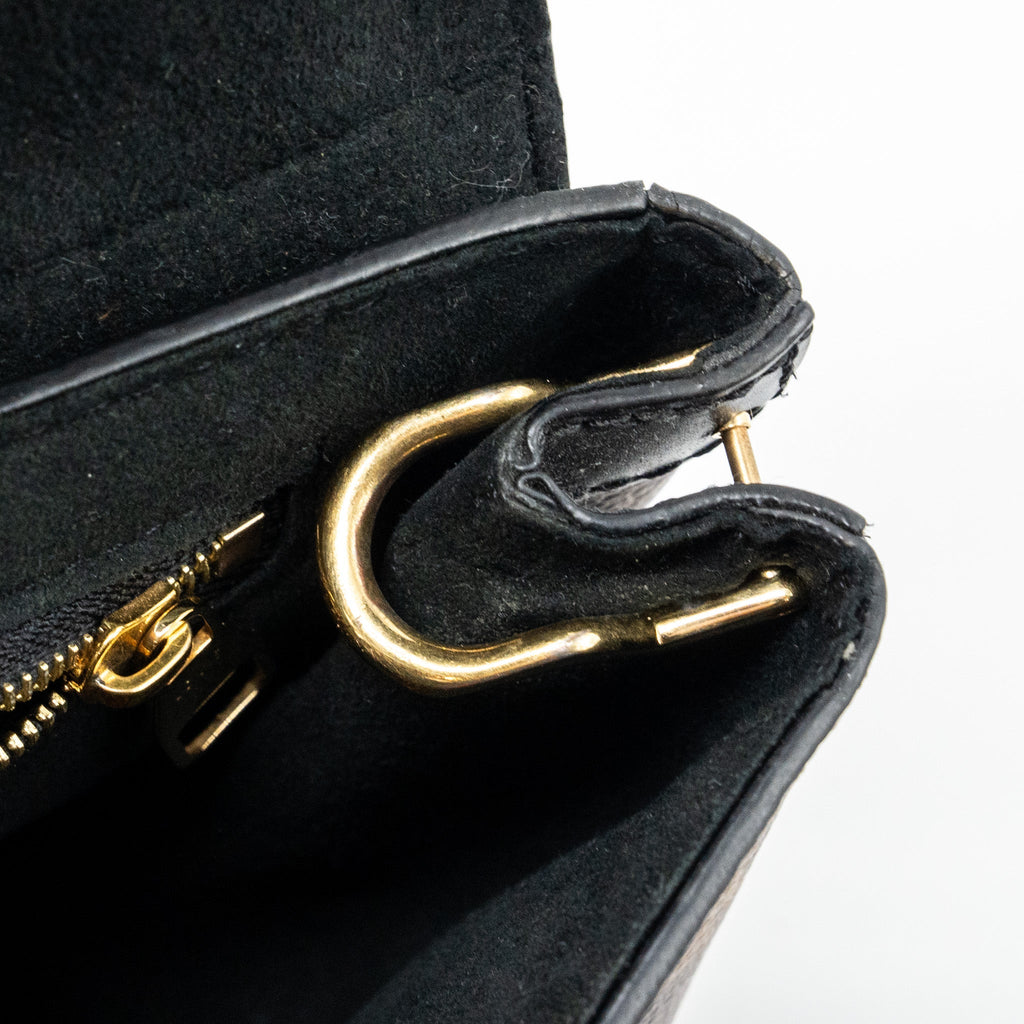LOUIS VUITTON TOP HANDLE FLAP BAG MONOGRAM CANVAS / CALFSKIN BLACK GHW