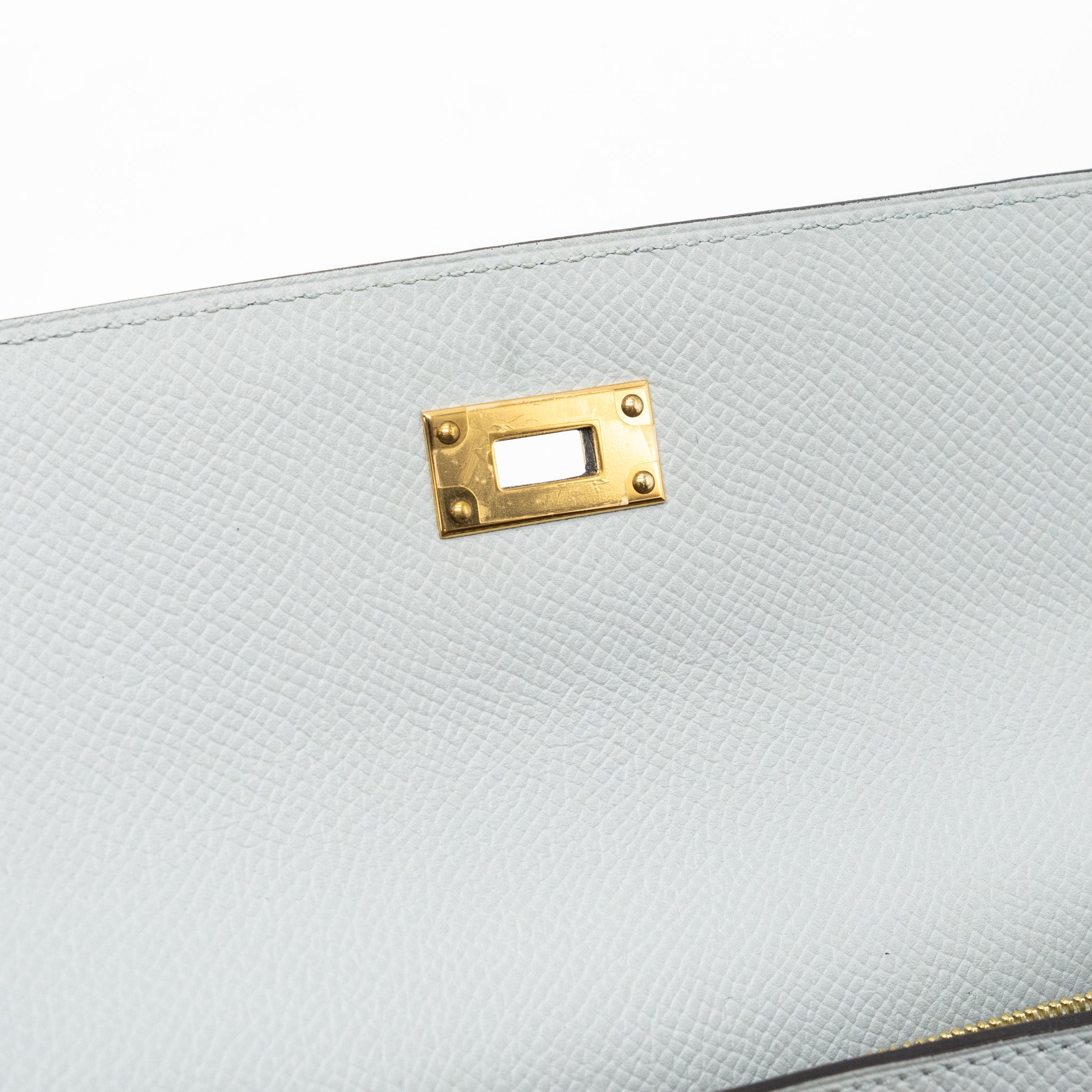 HERMES KELLY CLASSIC LONG WALLET EPSOM 8U BLEU GLACIER GHW