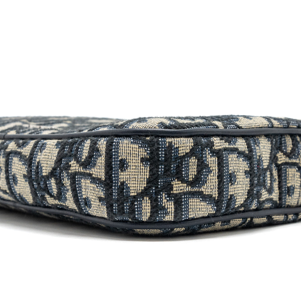 DIOR 3 IN 1 MINI ZIPPER POUCH WITH STRAP BLUE JACQUARD SHW