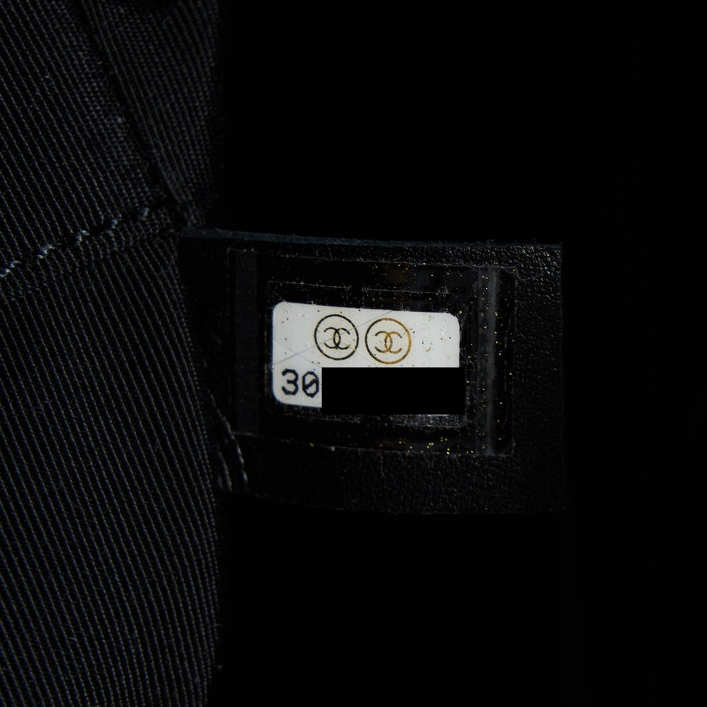 CHANEL DEAUVILLE TOTE BAG CALFSKIN BLACK WITH DETAIL LOGO GHW