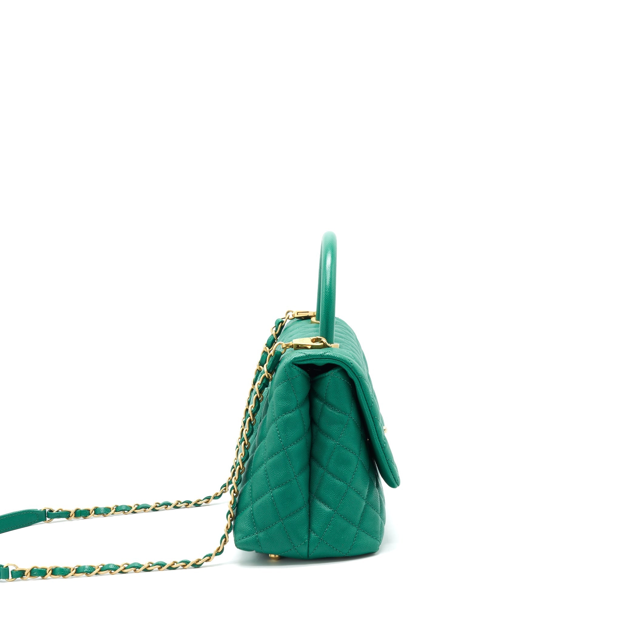 CHANEL COCOHANDLE FLAP BAG MEDIUM GREEN WITH GHW