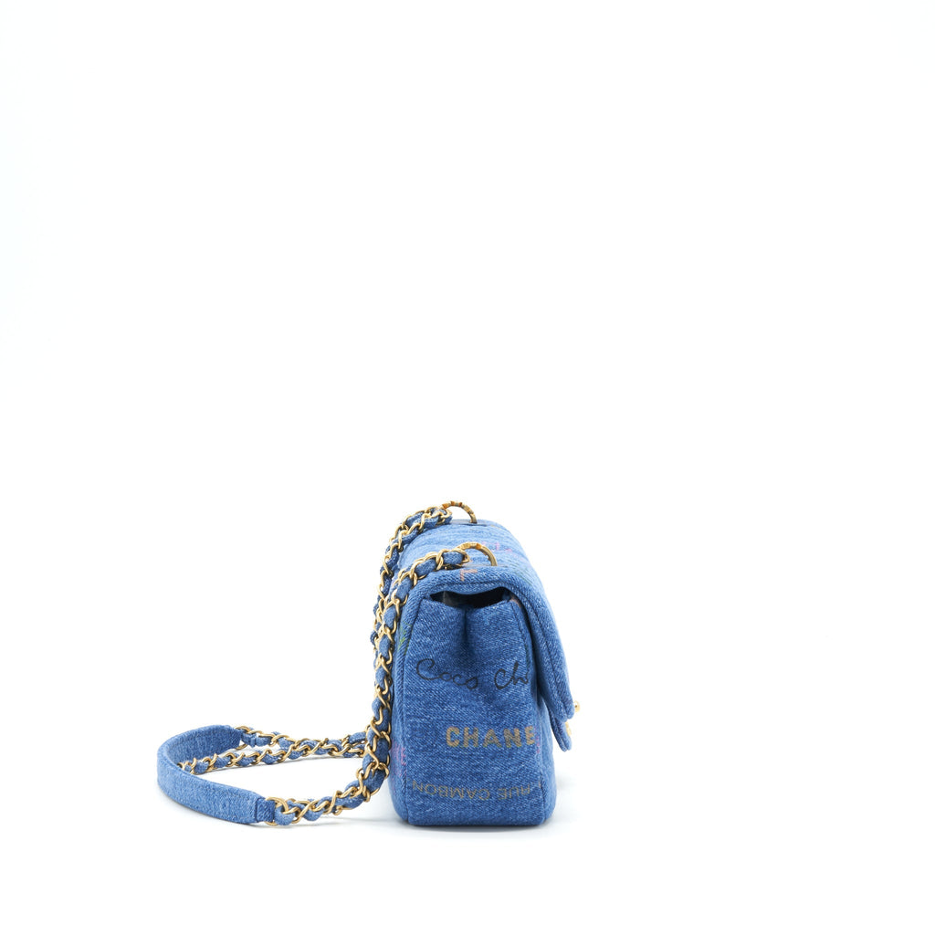 CHANEL 22P SMALL FLAP BAG 23CM DENIM BLUE GHW (MICROCHIP)