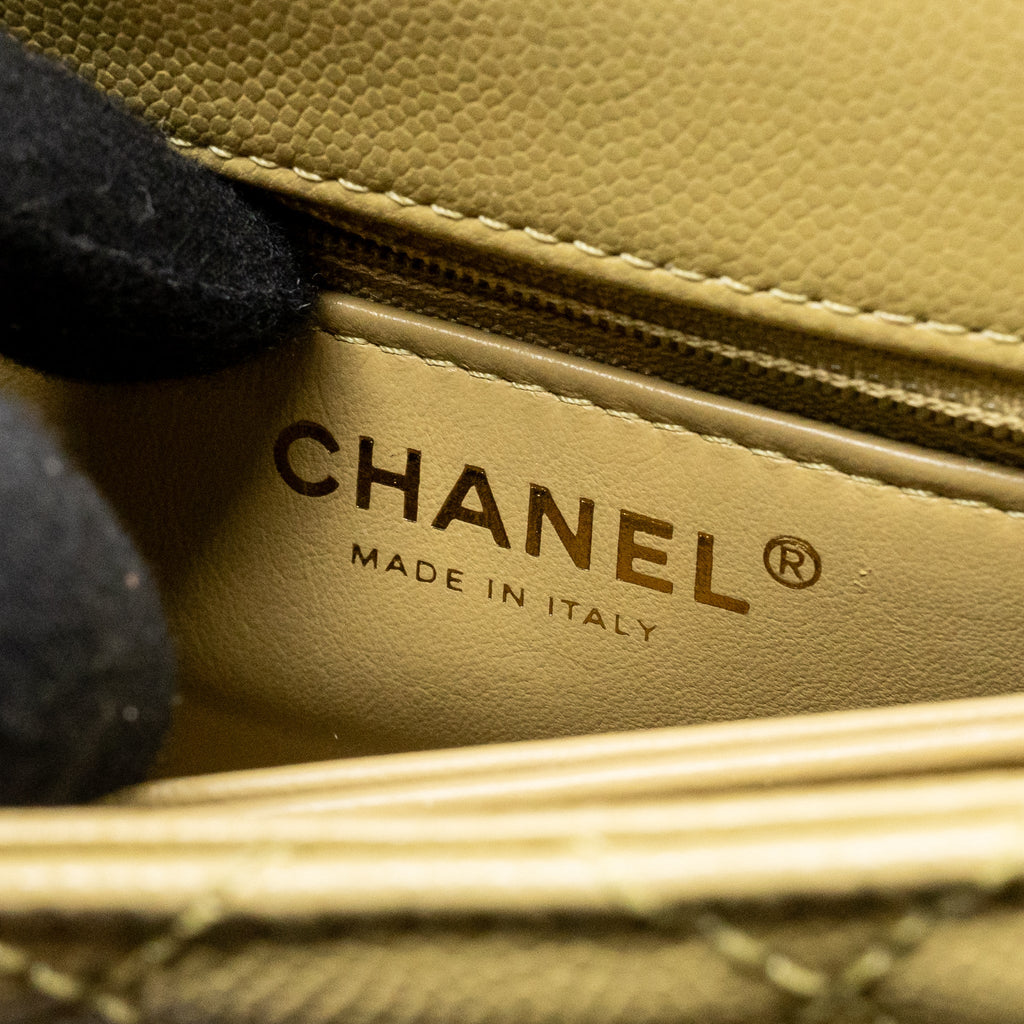 CHANEL MINI COCO HANDLE CAVIAR LIGHT GREEN LGHW (MICROCHIP)