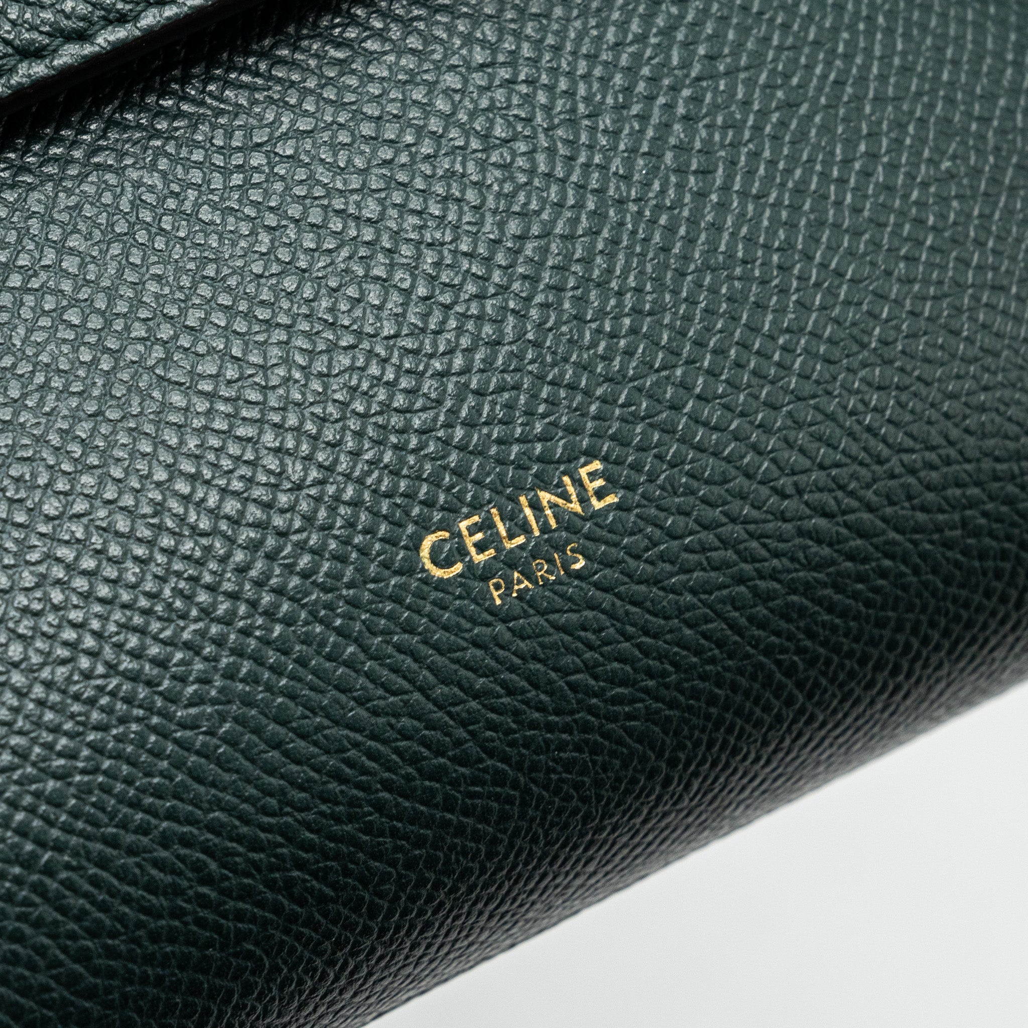 CELINE PICO BELT BAG GRAINED CALFSKIN DARK GREEN GHW