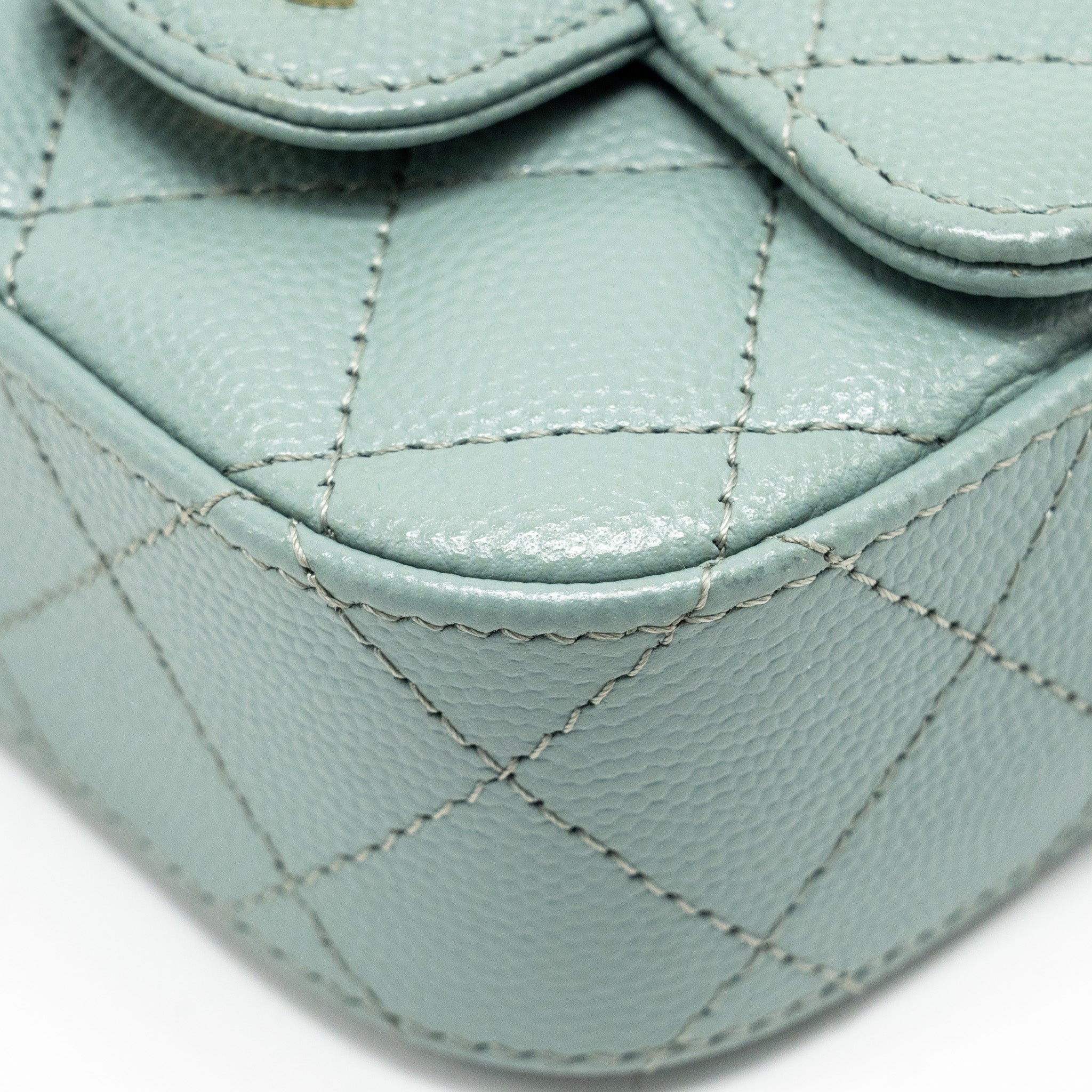 CHANEL MINI FLAP VANITY WITH CHAIN CAVIAR LIGHT GREEN LGHW
