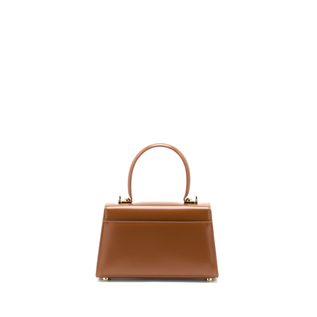 FERRAGAMO ICONIC TOP HANDLE BAG CALFSKIN CARAMEL GHW