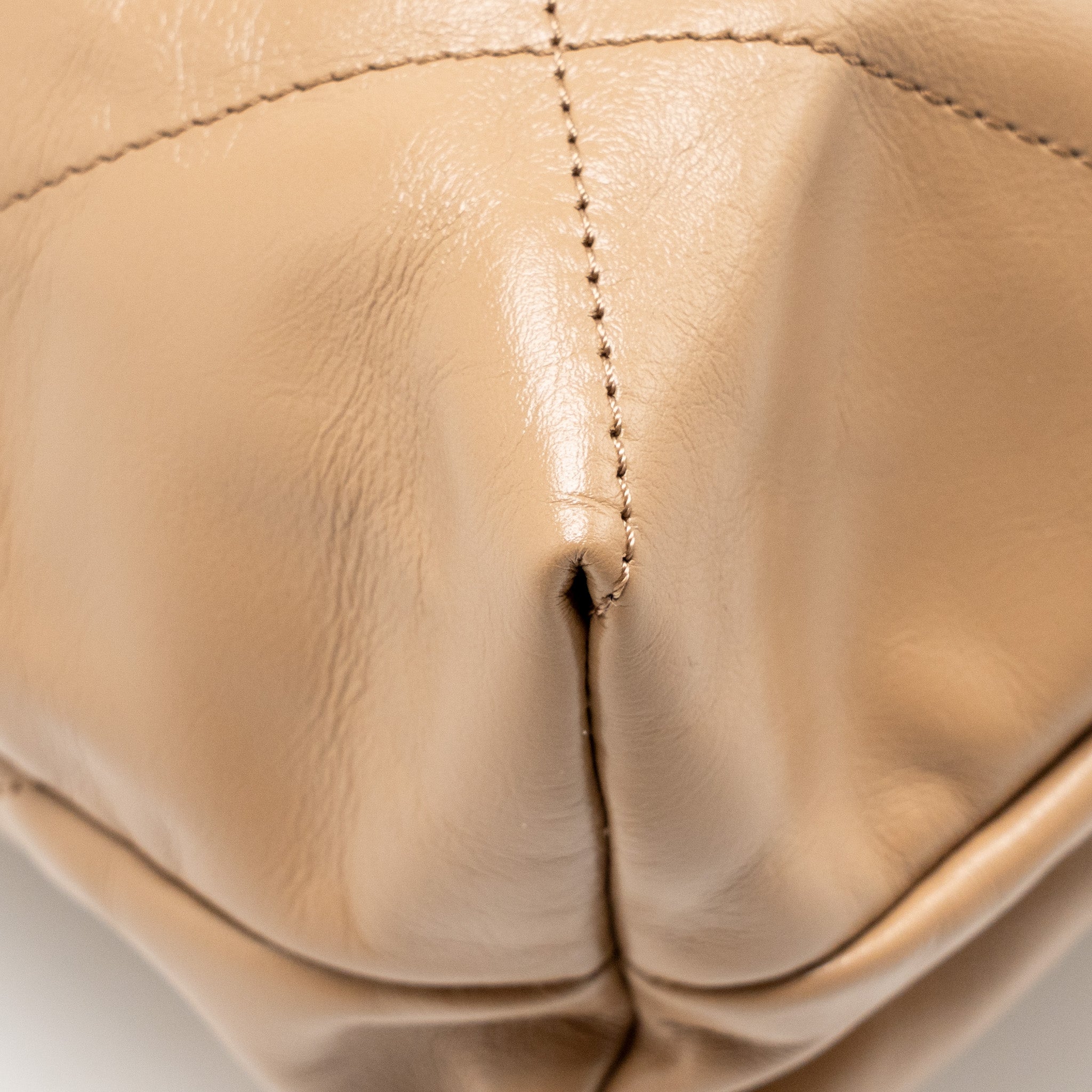 CHANEL LARGE 22 BAG SHINY CALFSKIN DARK BEIGE SHW (MICROCHIP)